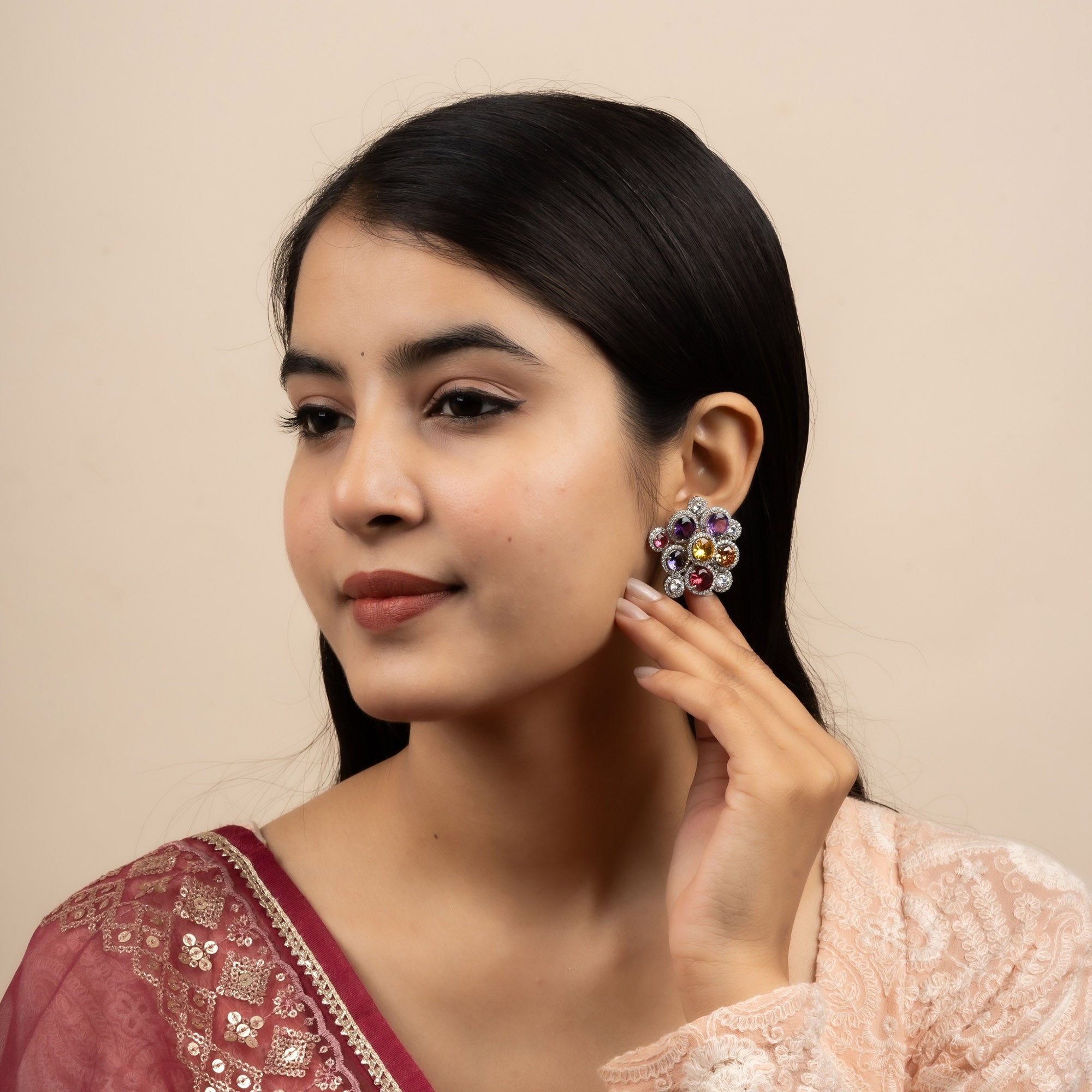 Celestial Bloom Multicolor Floral Stud Earrings