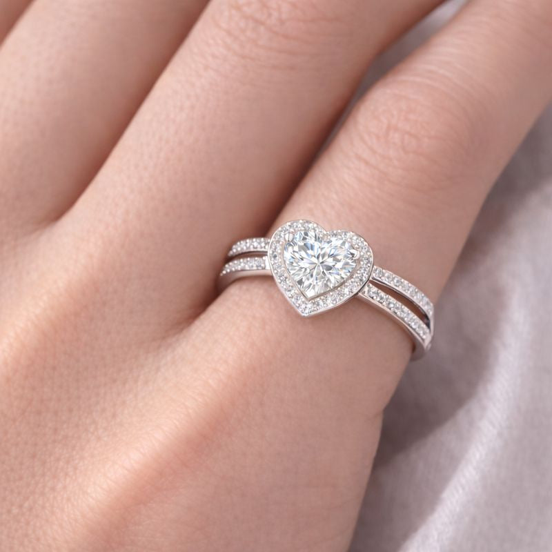 Timeless Heart Halo Diamond Ring