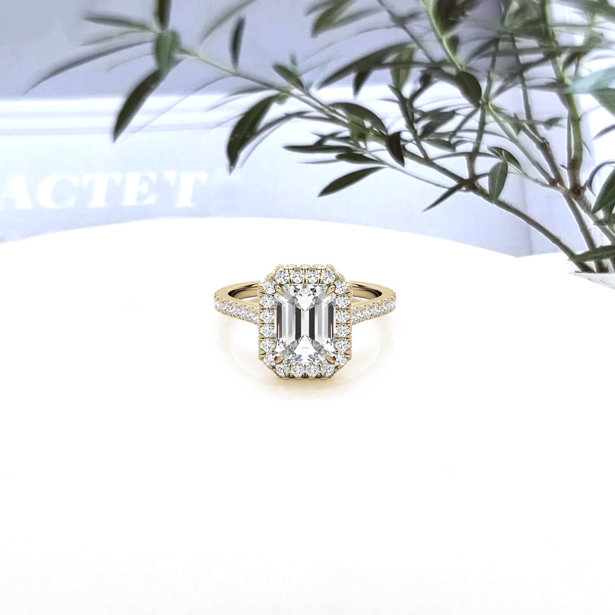 Adjustable Sterling Silver Engagement Yellow Gold Emerald-Cut Ring For Woman