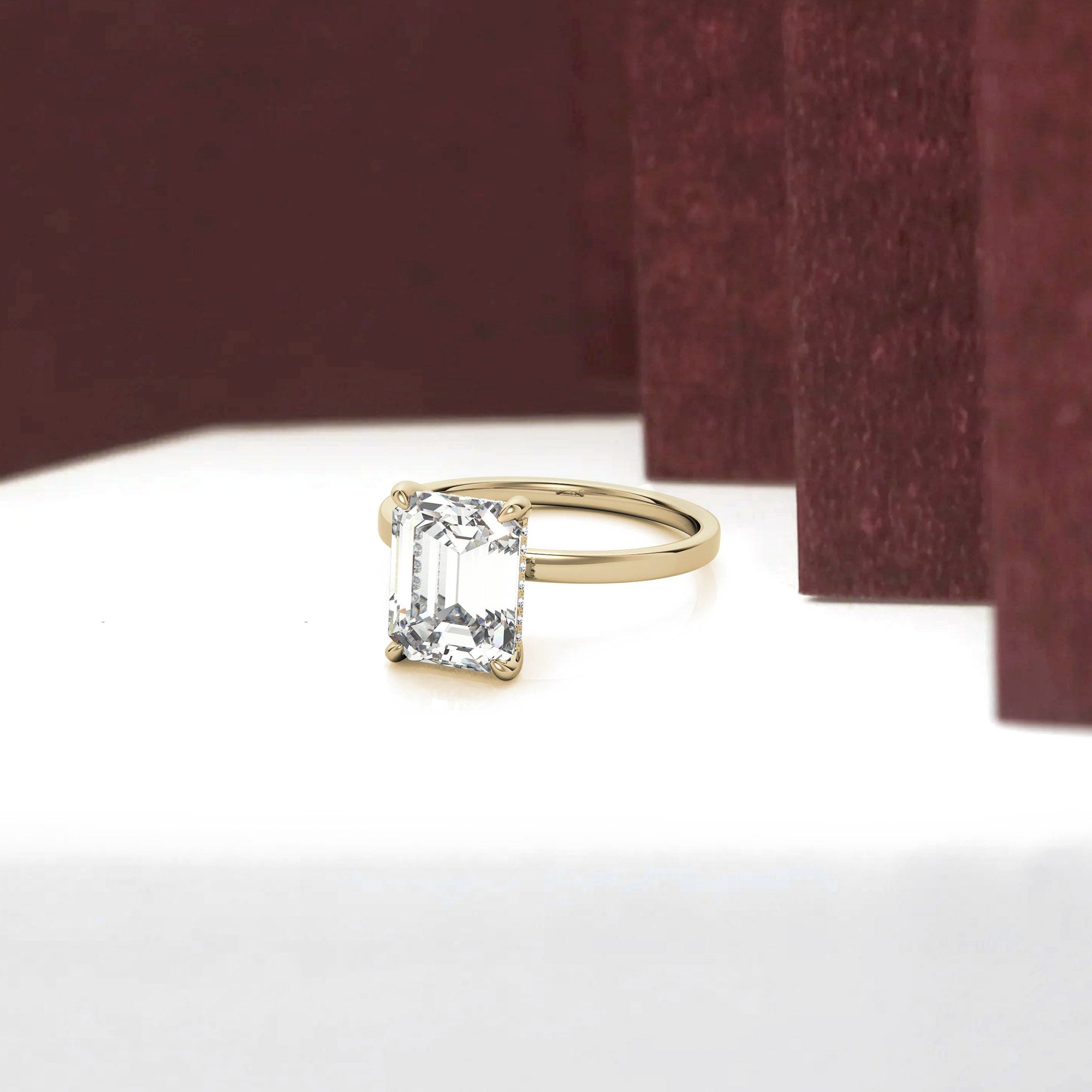 Adjustable  Elegant  Sterling Silver Yellow Gold Emerald-Cut Solitaire  Ring – Perfect for Engagements