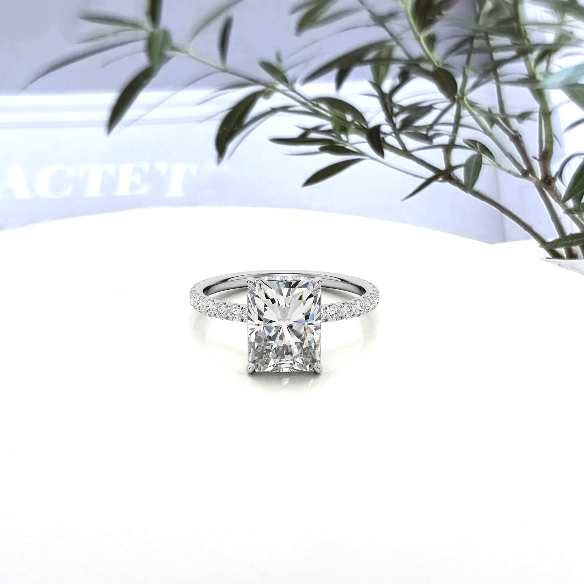 Sterling Silver Radiant Cut Solitaire Adjustable Classic White Gold Ring – Perfect for Engagement