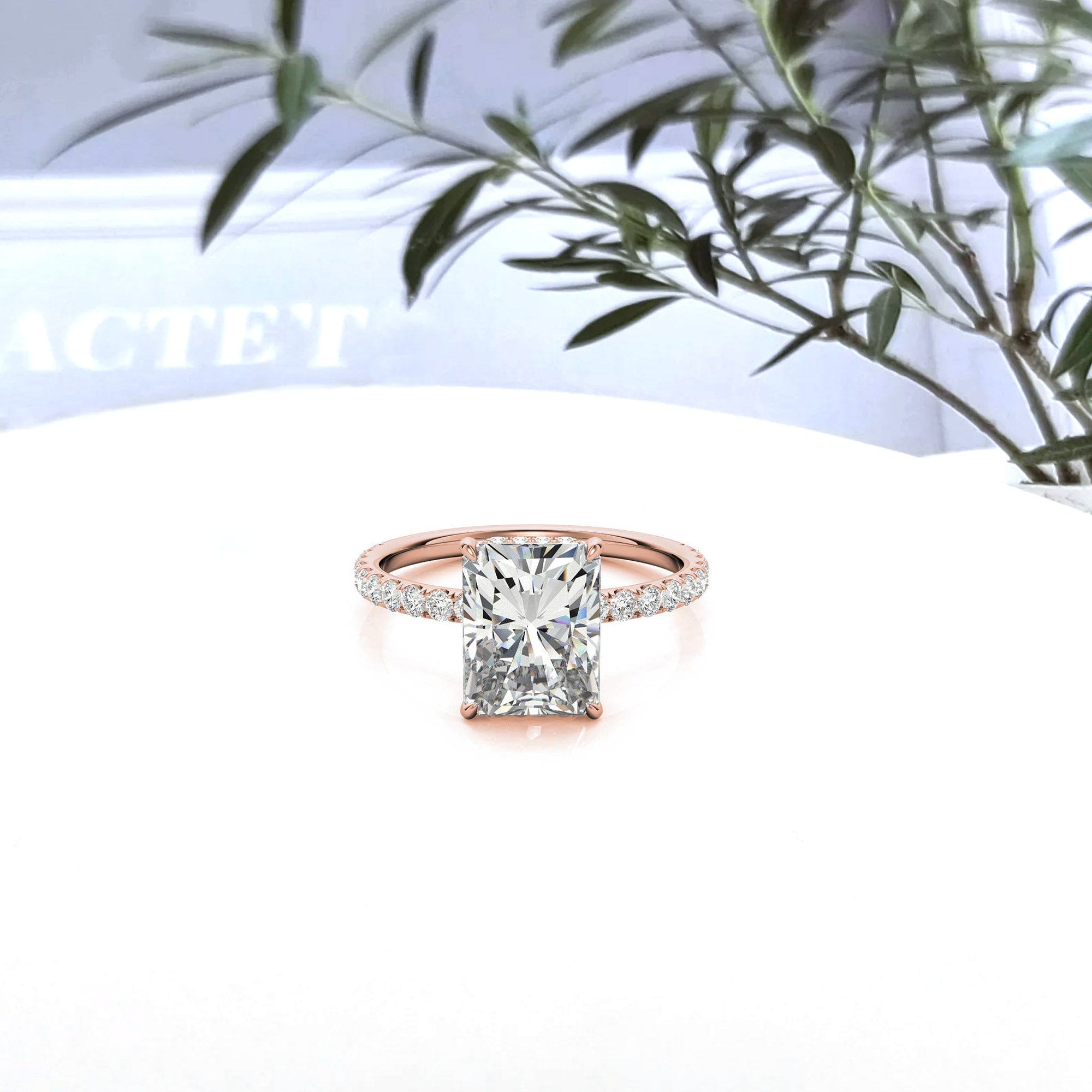 Adjustable Elegant Sterling Silver Moissanite Rose Gold Pave Band Ring Perfect for Engagement.