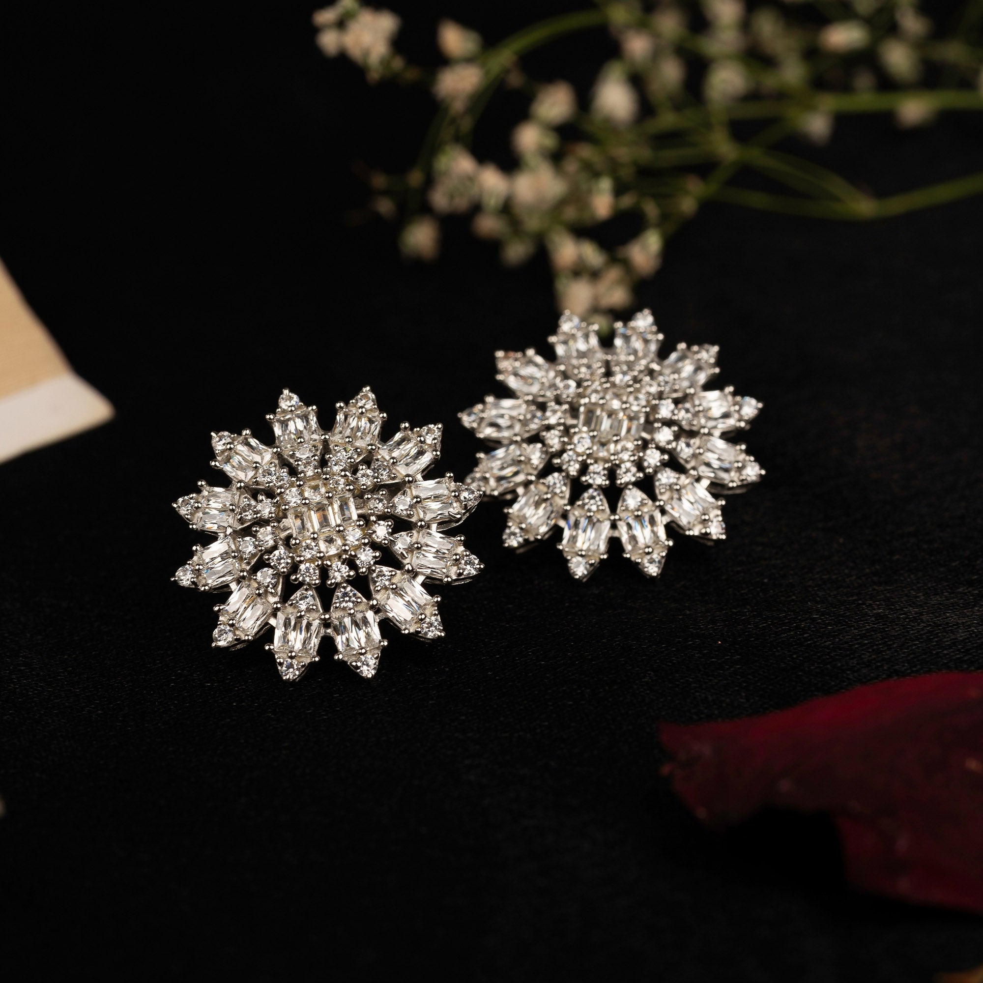 Sparkling Sunburst Stud Earrings