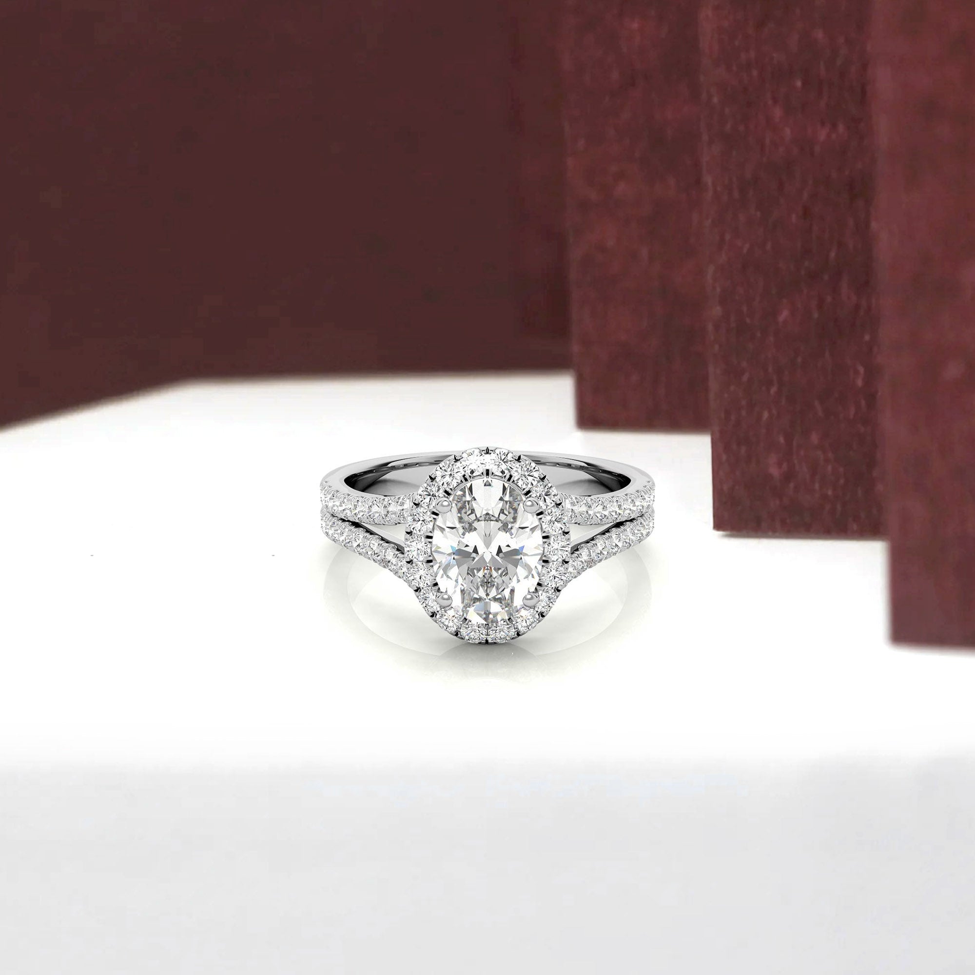 Split Shank White Gold Adjustable Sterling Silver Elegant Engagement Ring For Women