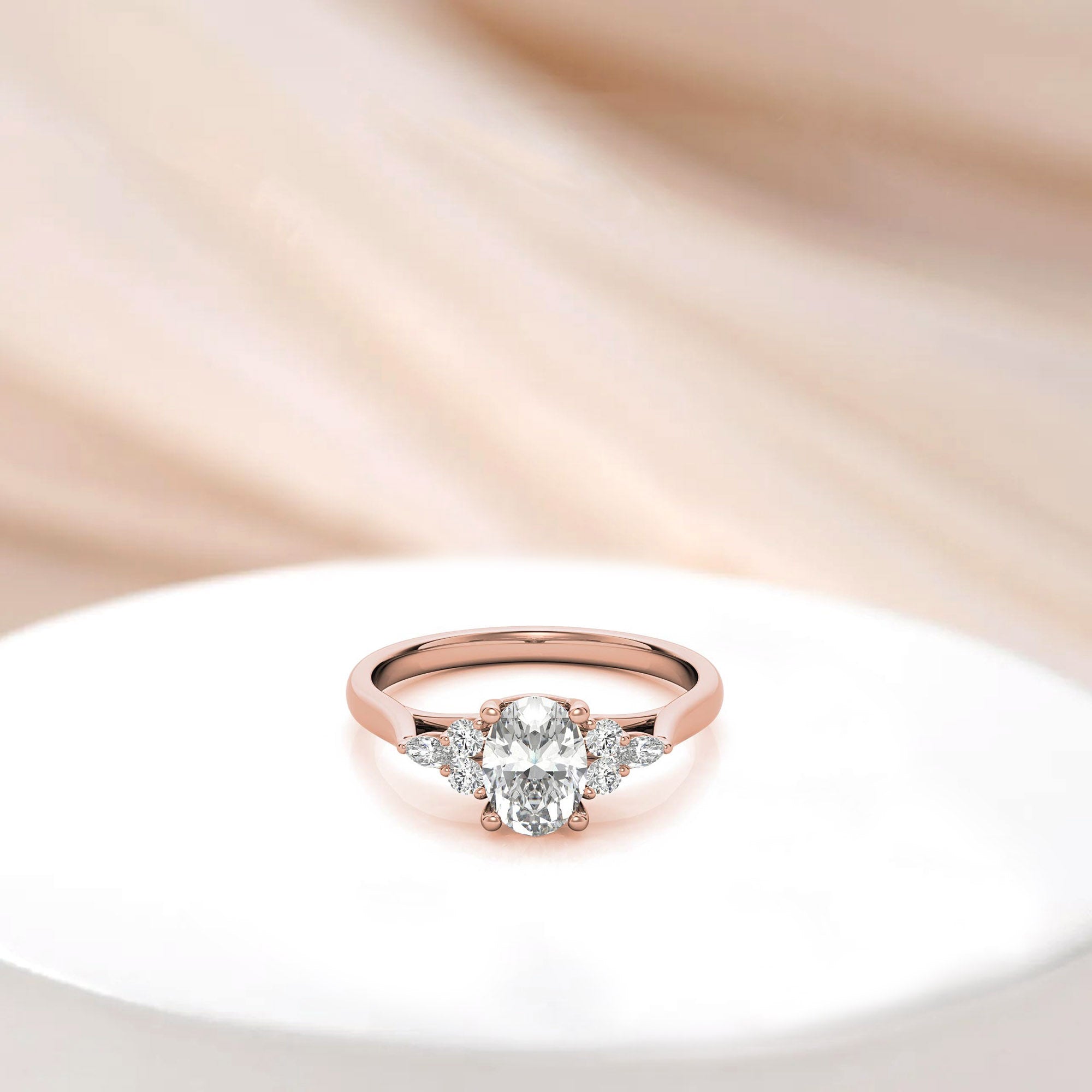 Stunning Adjustable Floral Cluster Ring in Sterling Silver – Elegant Rose Gold Plating