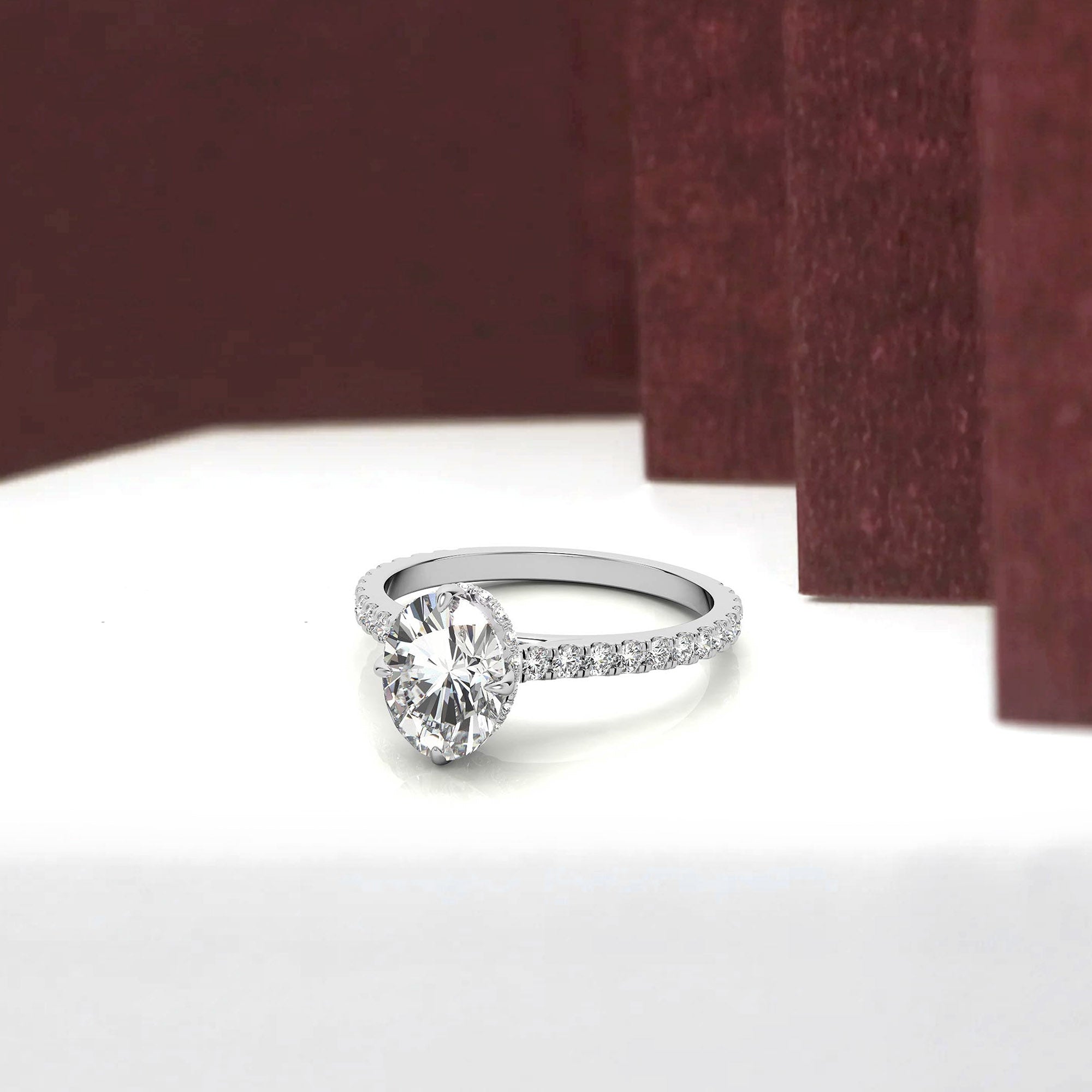 Stunning Adjustable Oval-Cut Sterling Silver Ring with Elegant White Gold Plating
