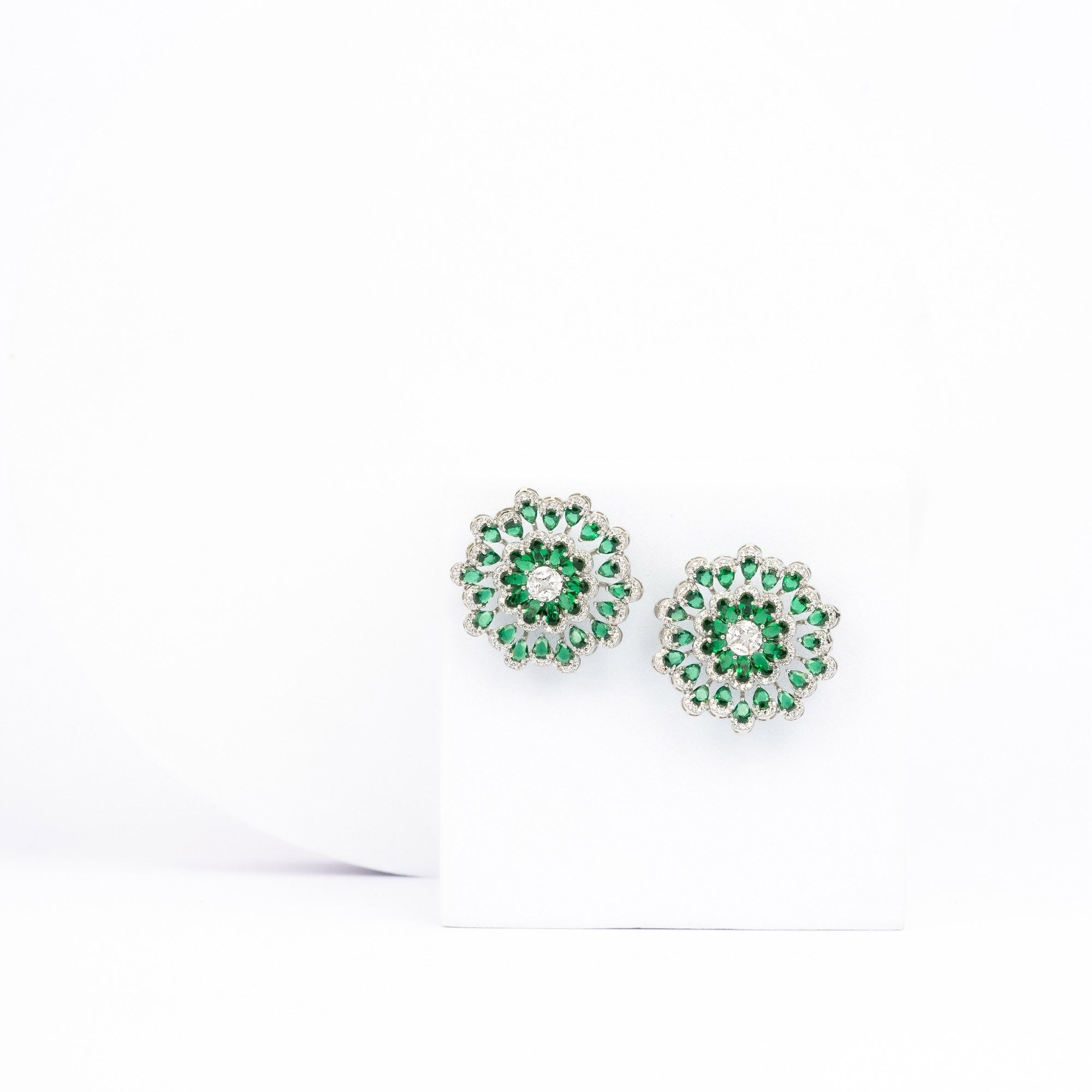 Emerald Vintage Inspired Stud Earring