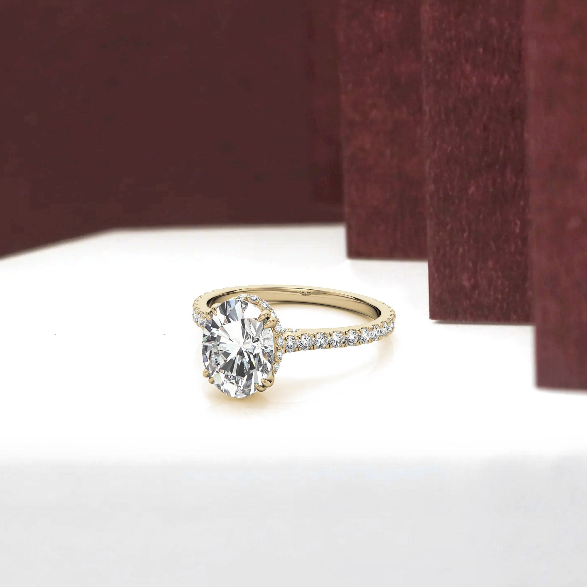 Stunning Adjustable Large Oval-Cut Ring in Yellow Gold Plating - Sterling Silver Jewelry for Women