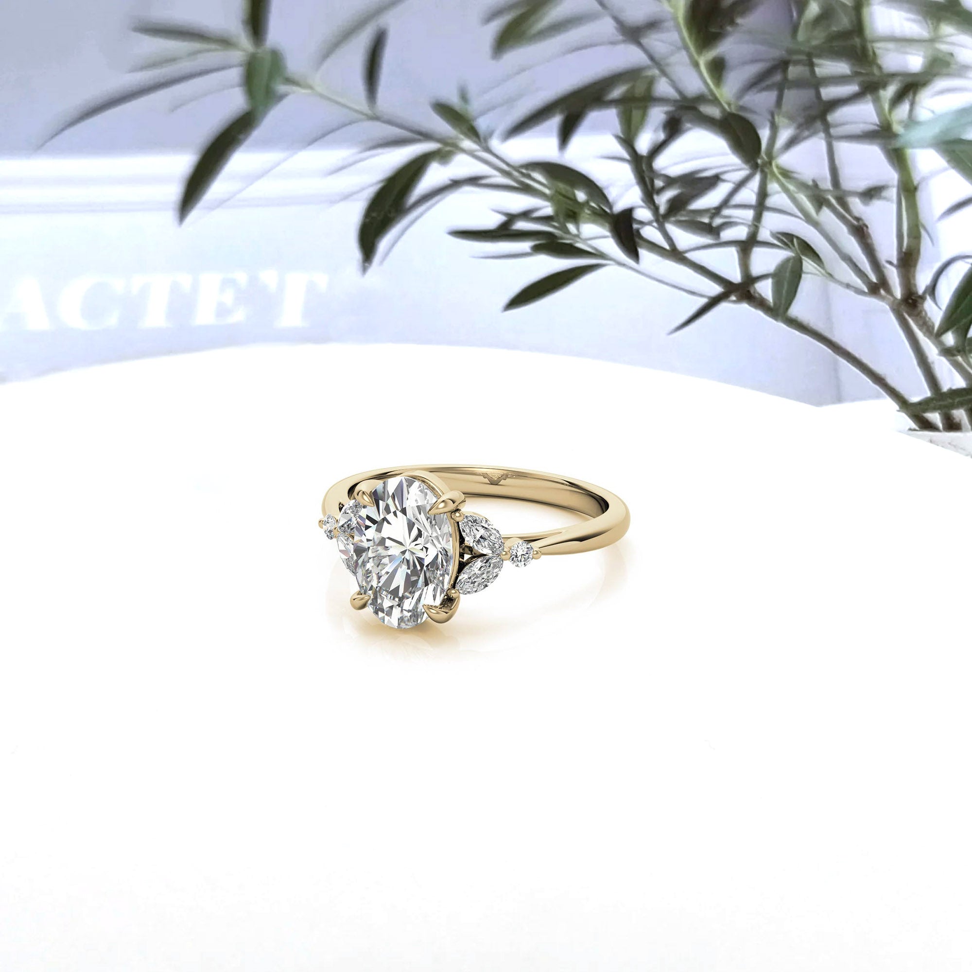 Stunning Adjustable Oval-Cut Ring in Yellow Gold Plating | Elegant Sterling Silver & American Diamond