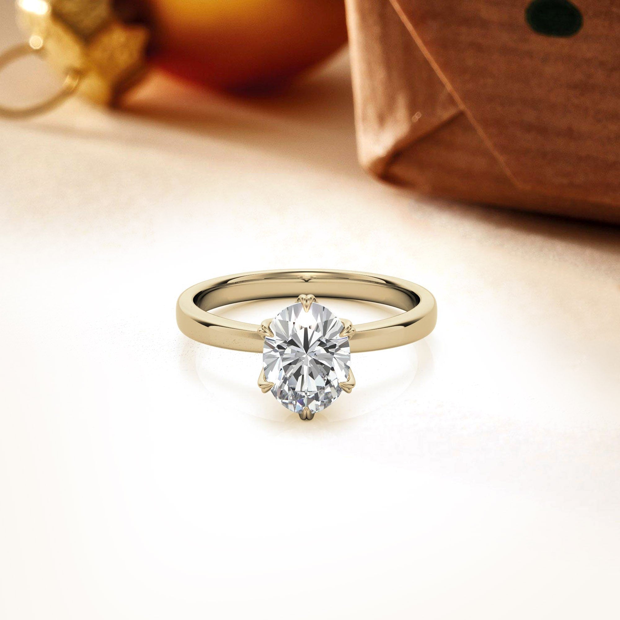 Stunning Adjustable Sterling Silver Solitaire Ring with Yellow Gold Plating | American Diamond Elegance for Women
