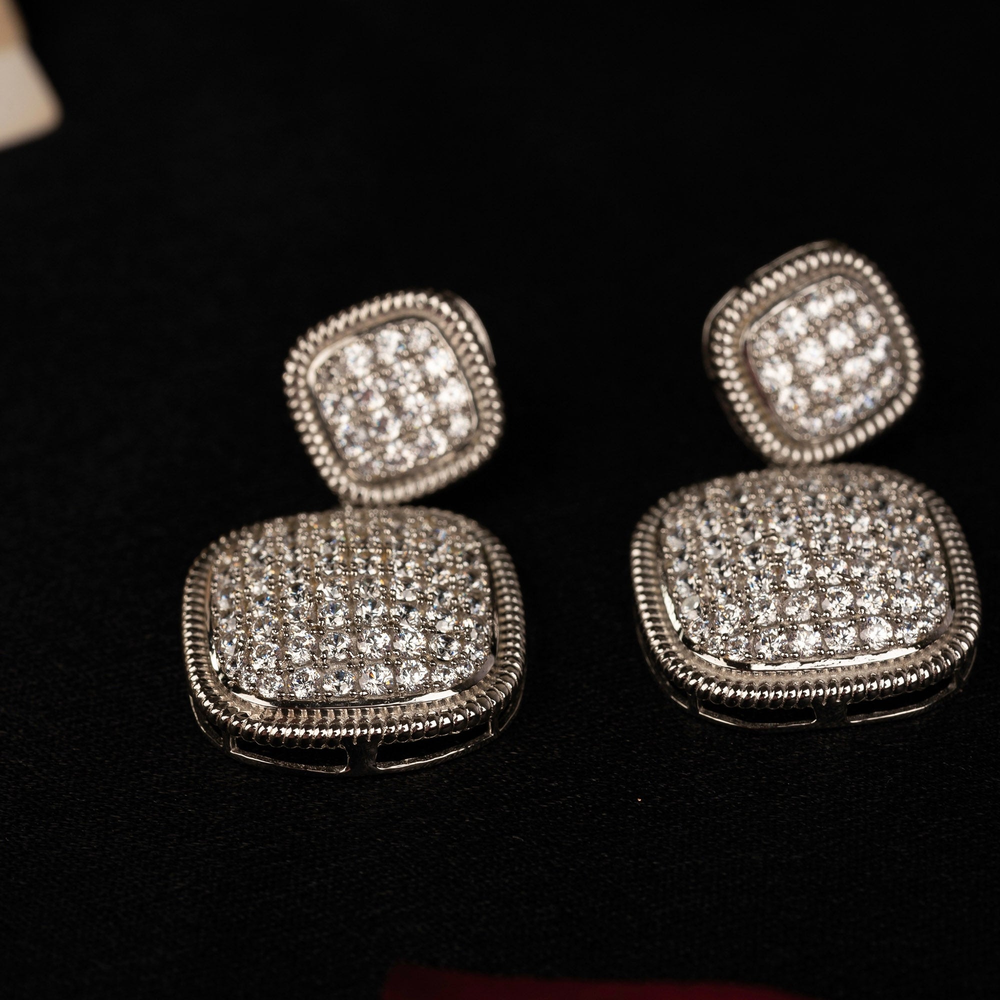 Vintage Cushion Drop Earrings