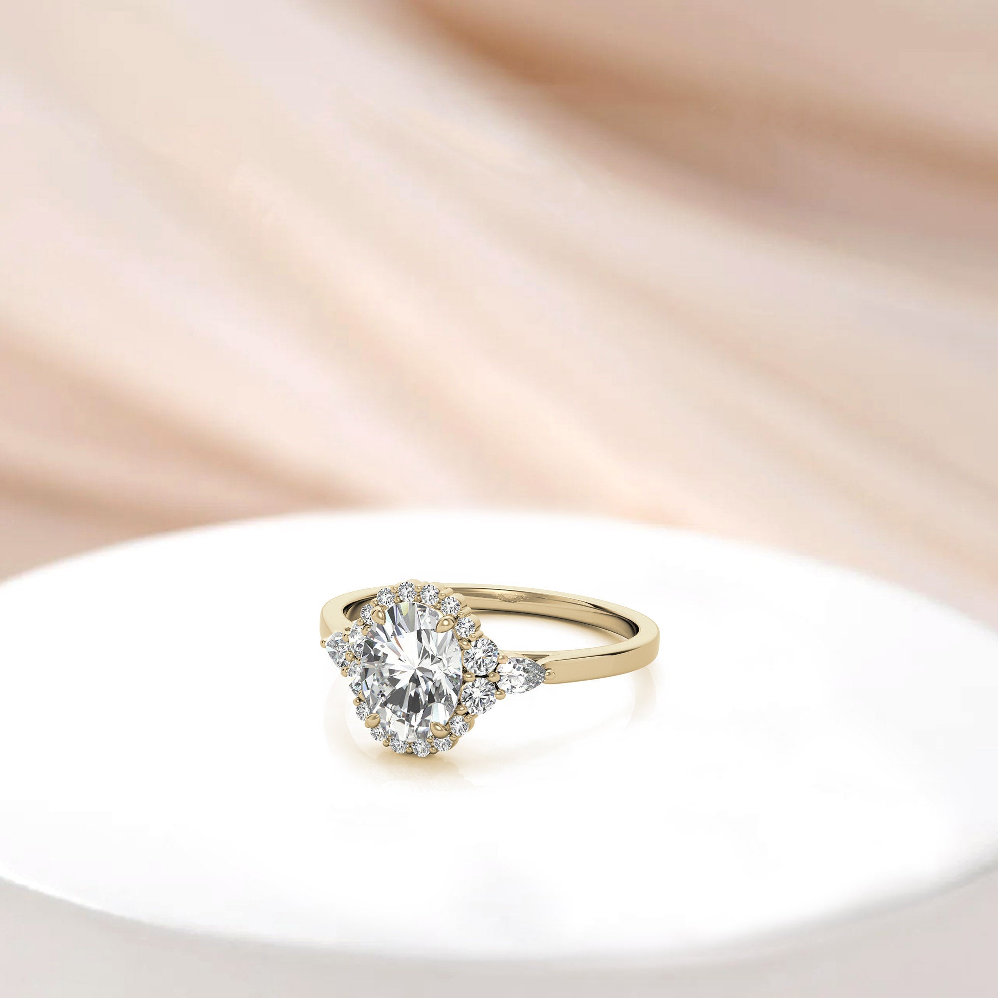 Silver Oval Shine Halo Ring