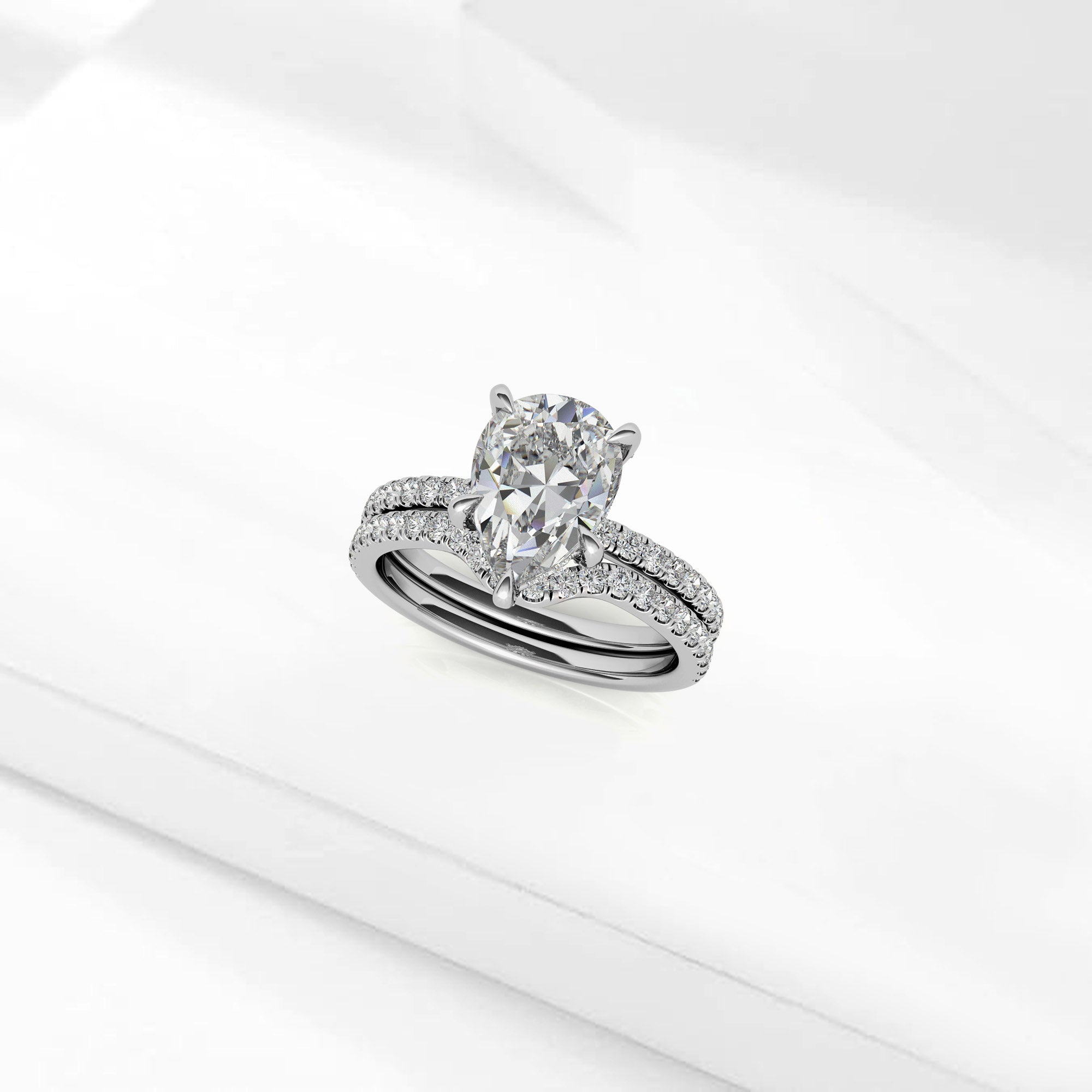 Silver Elegant Pear Solitaire Ring