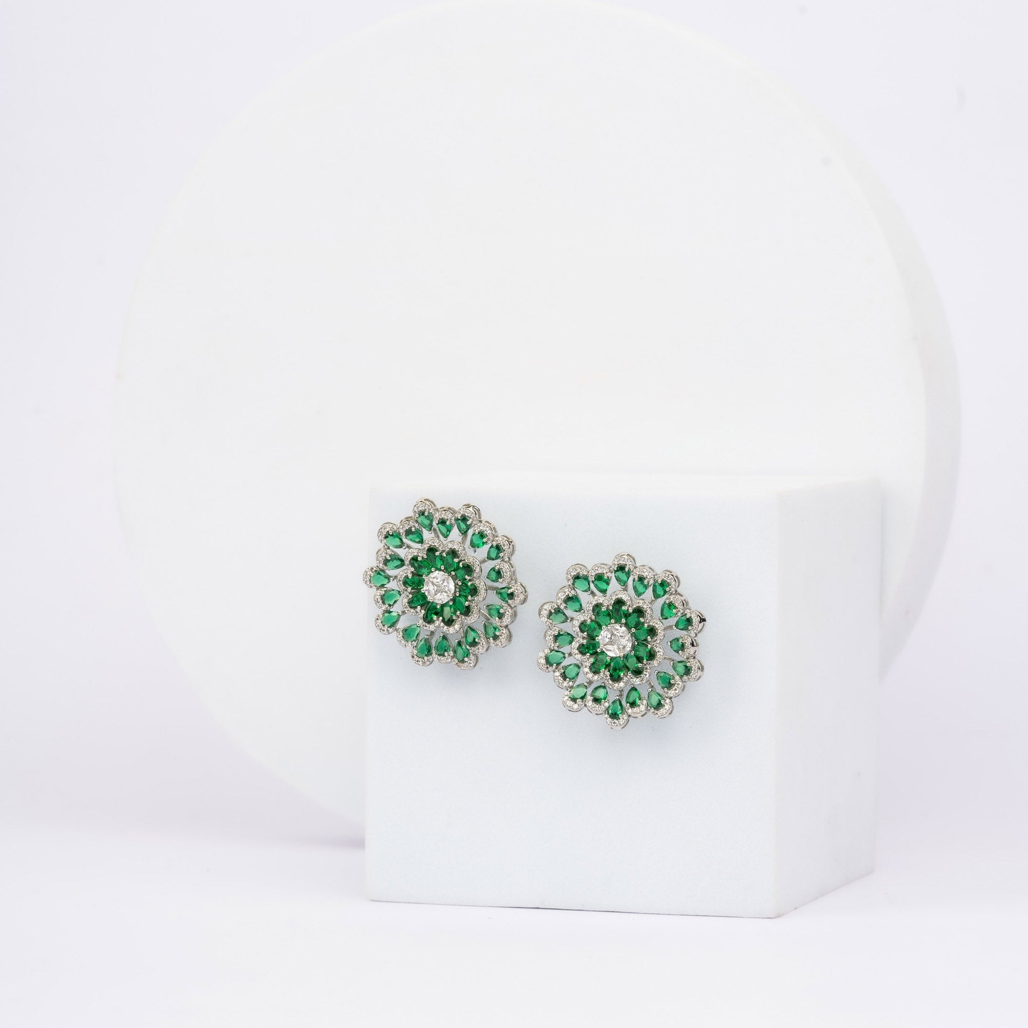 Emerald Vintage Inspired Stud Earring