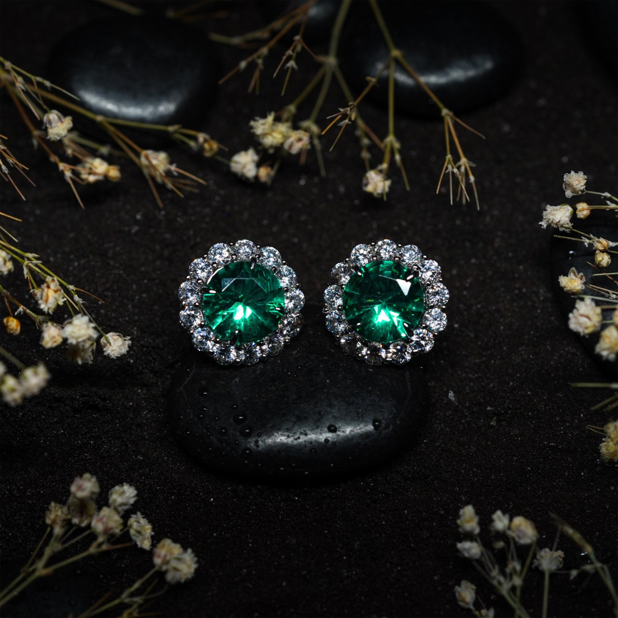 Aqua Spark Stud Earrings