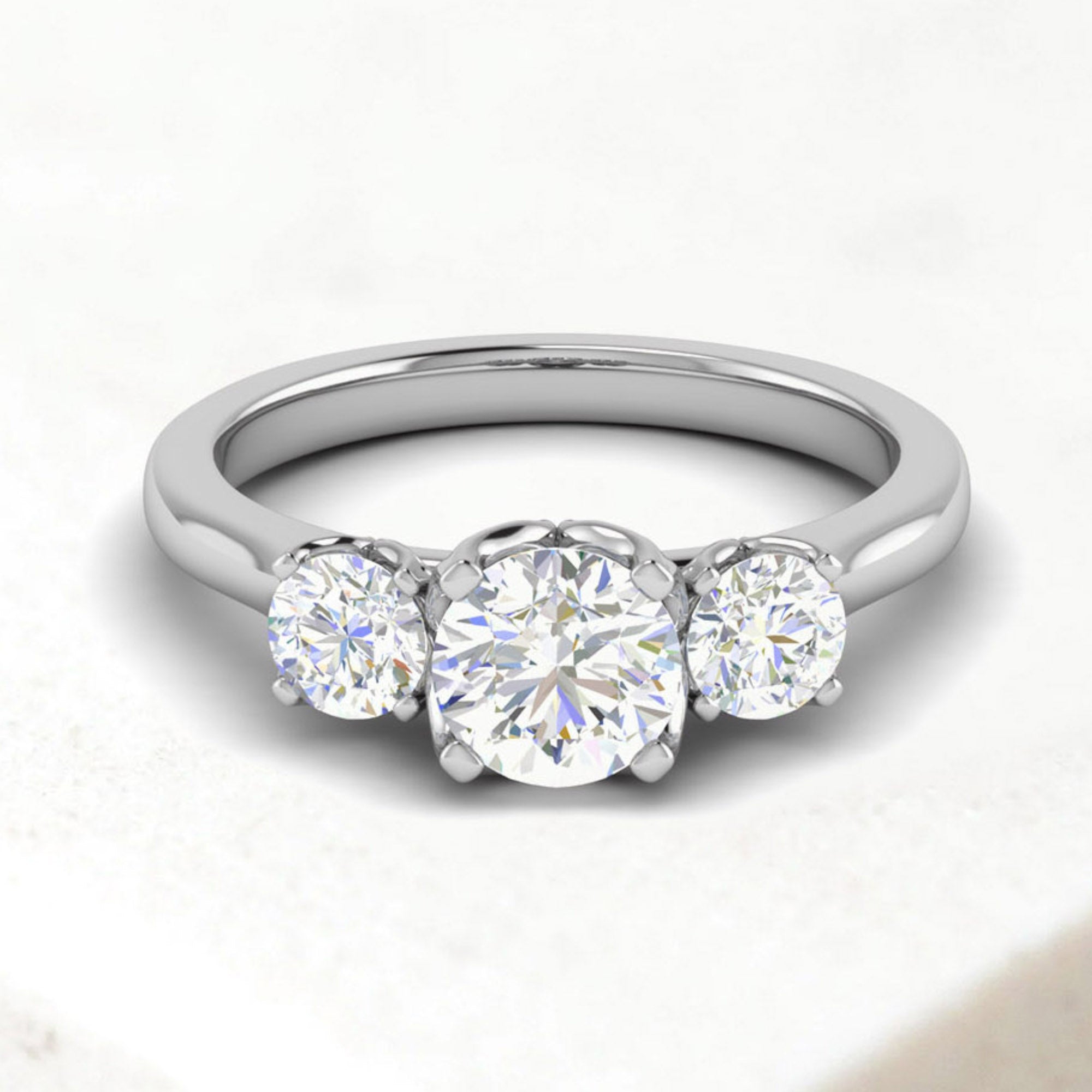 Classic Three Stone Silver Ring