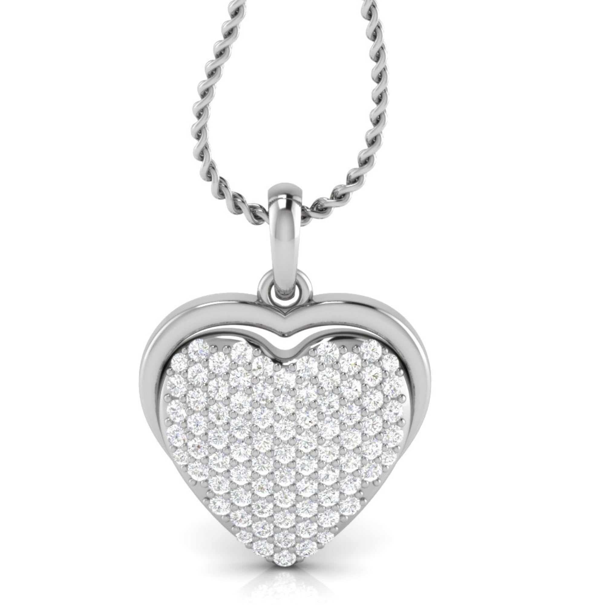 Sterling Silver Heart Diamond Pendant