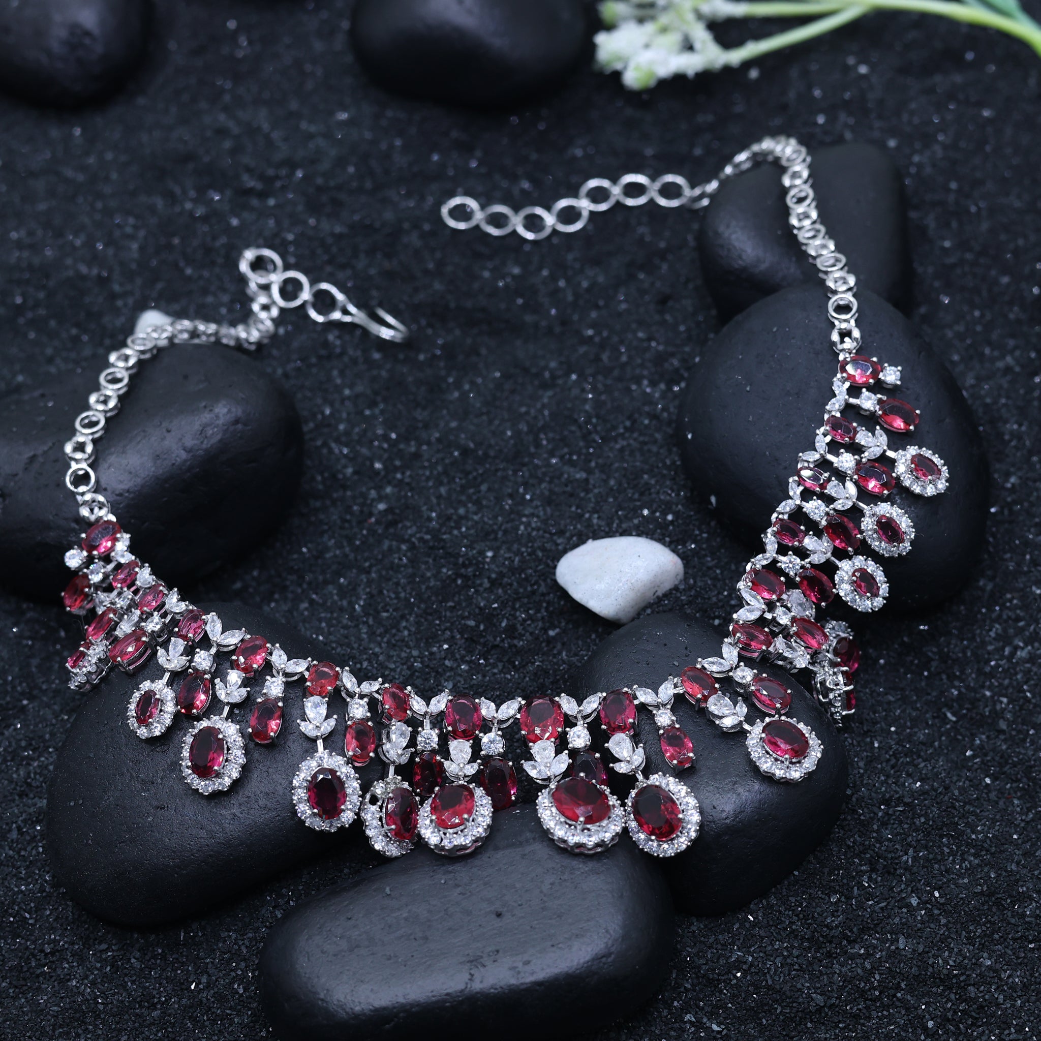 Grand Royal Style Oval Ruby Necklace