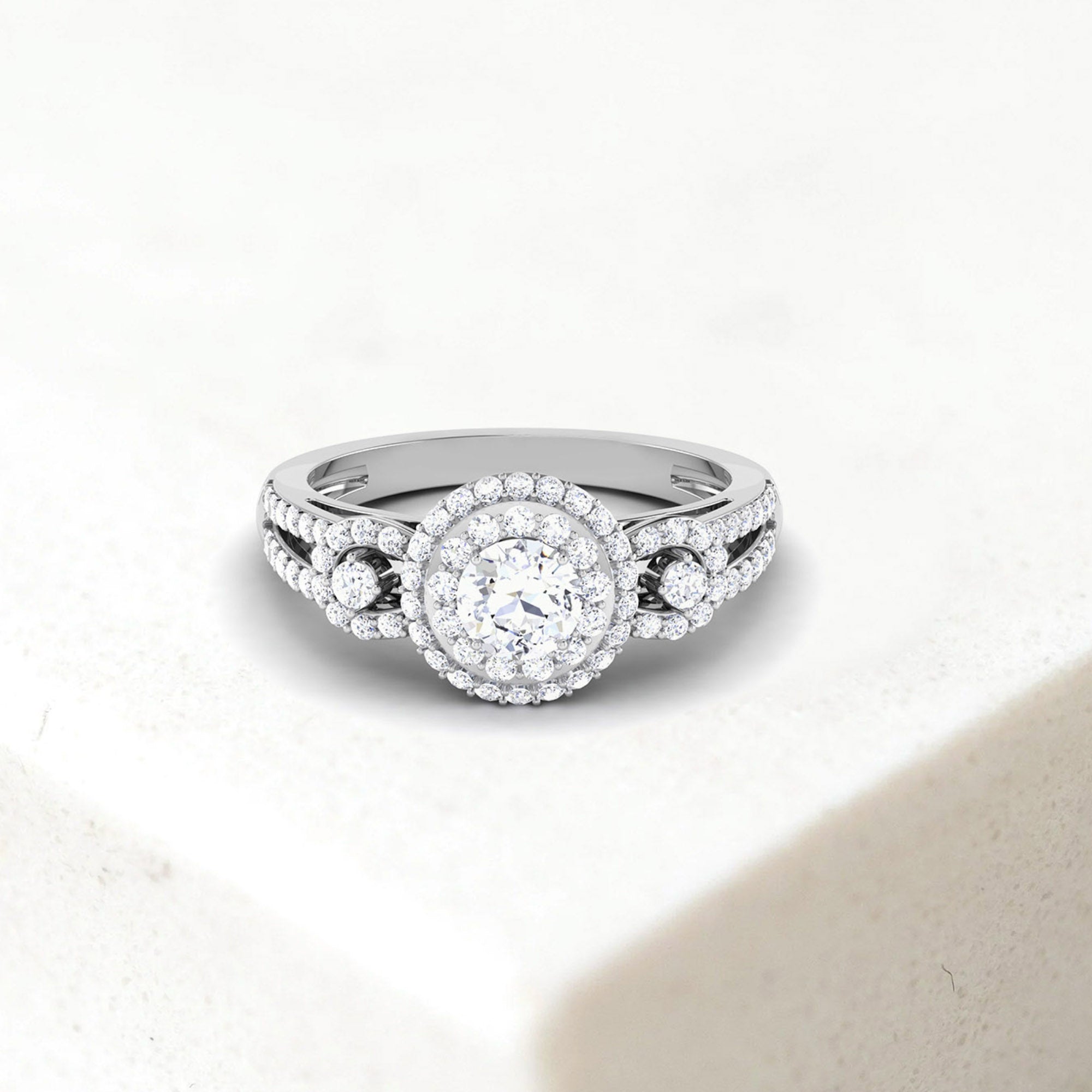 Double Halo Sparkling Bridal Ring