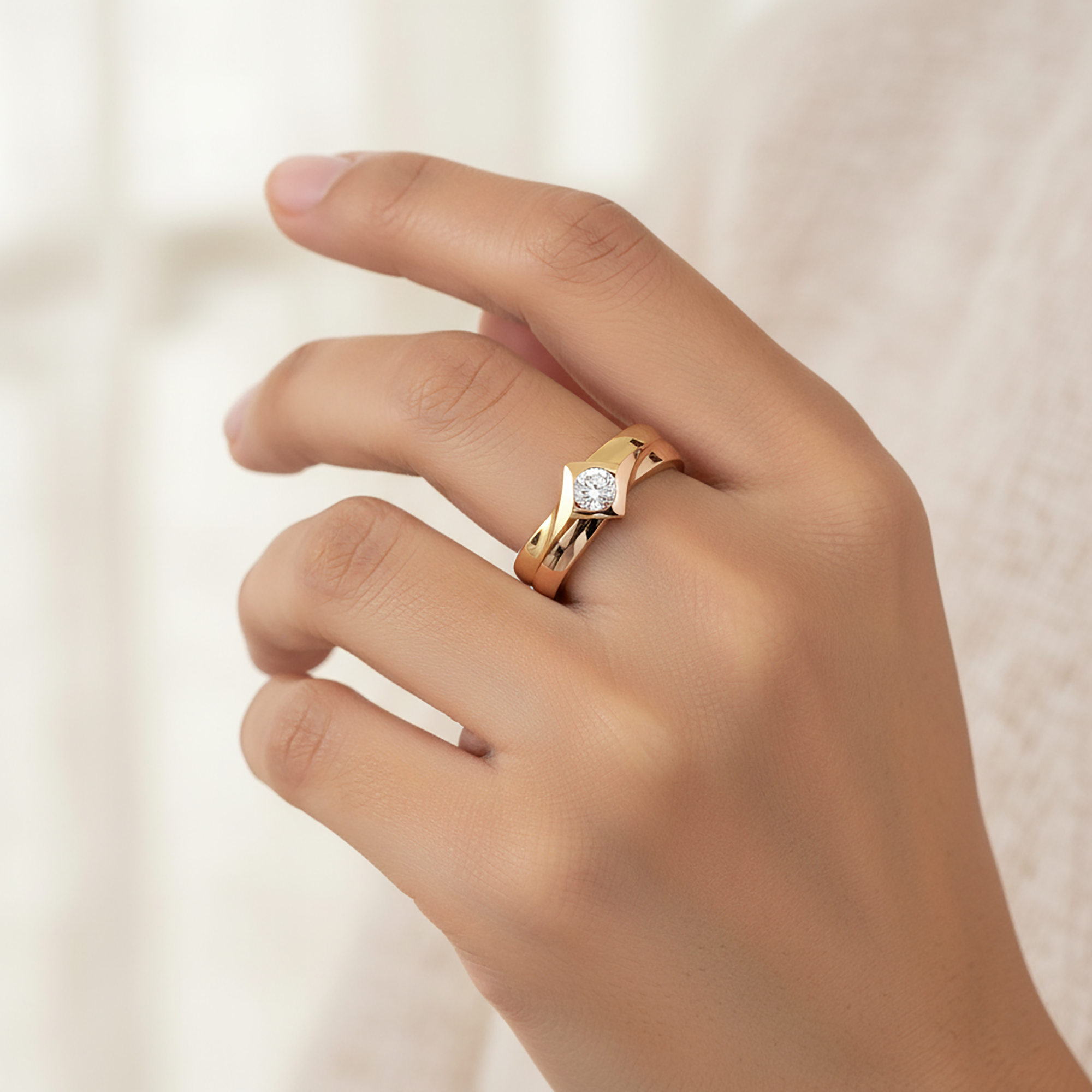 Elegant Two Tone Silver Band