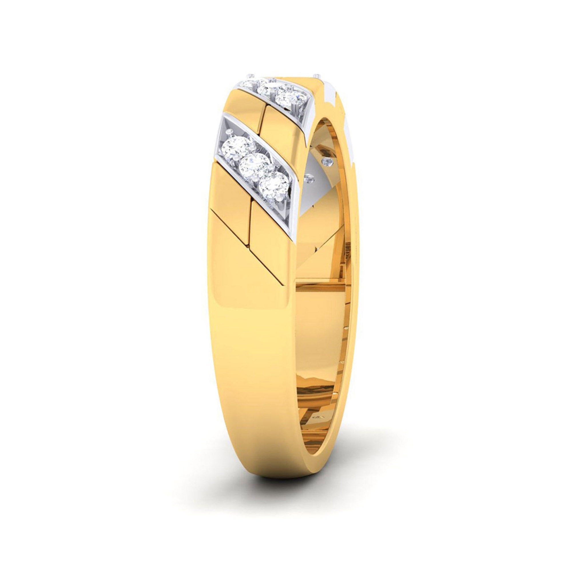 Gold Plated Diagonal Stripe Band