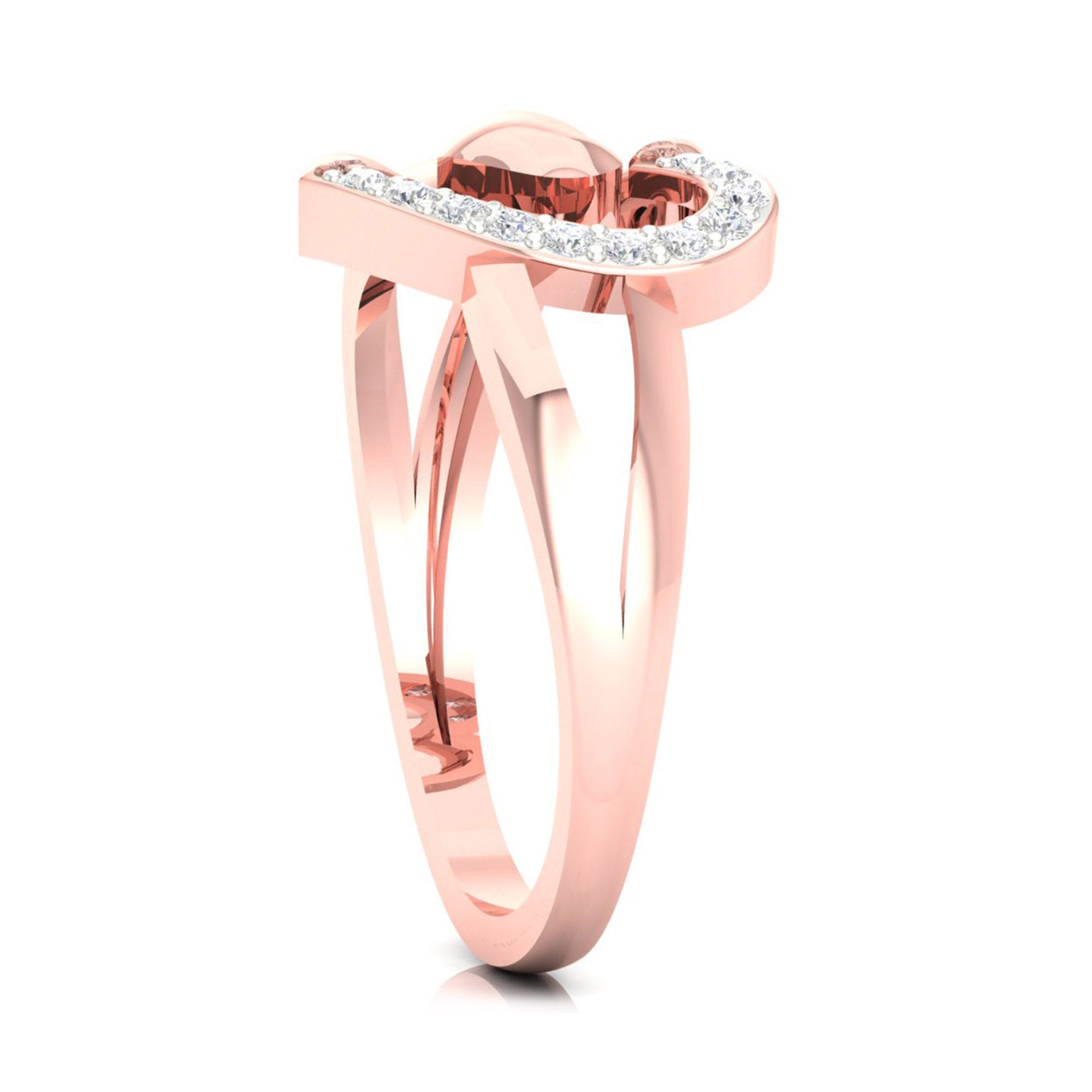 Overlapping Rose Gold Heart Ring