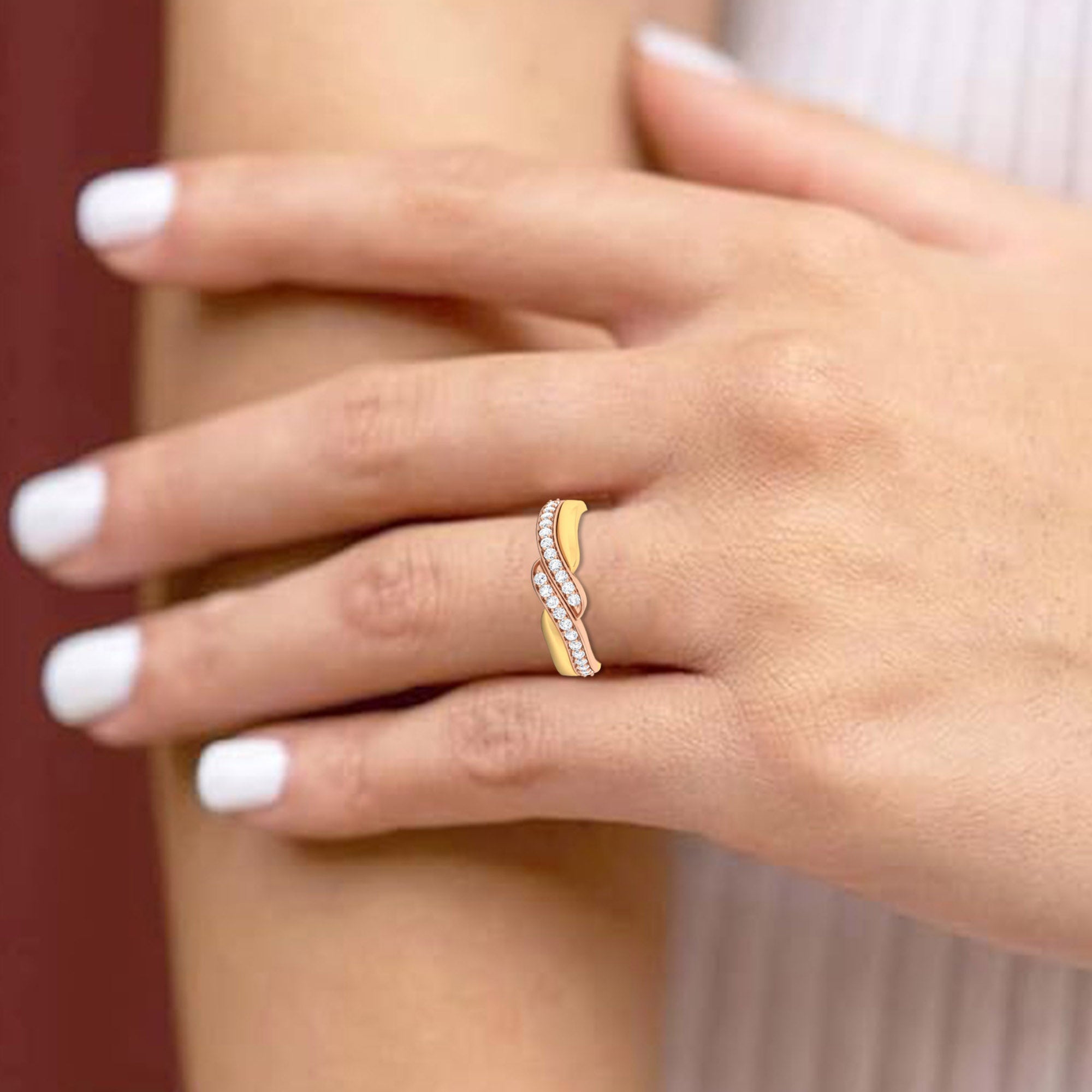 Yellow and Rose Gold Bypass Ring
