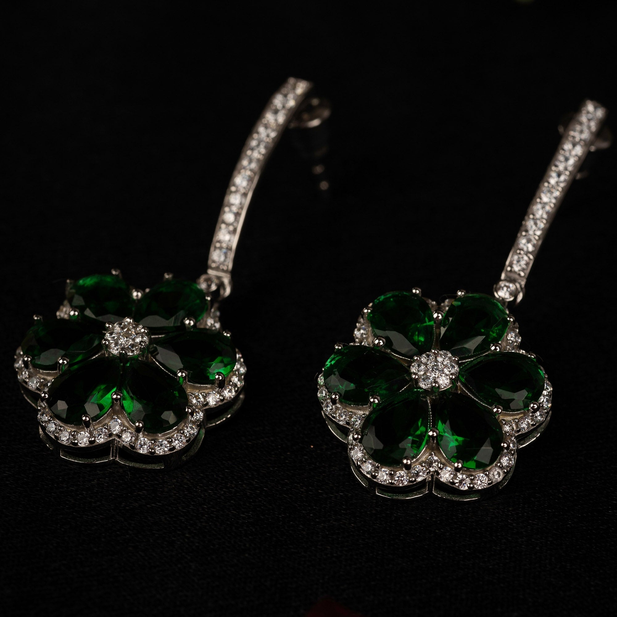 Emerald Green Floral Earring