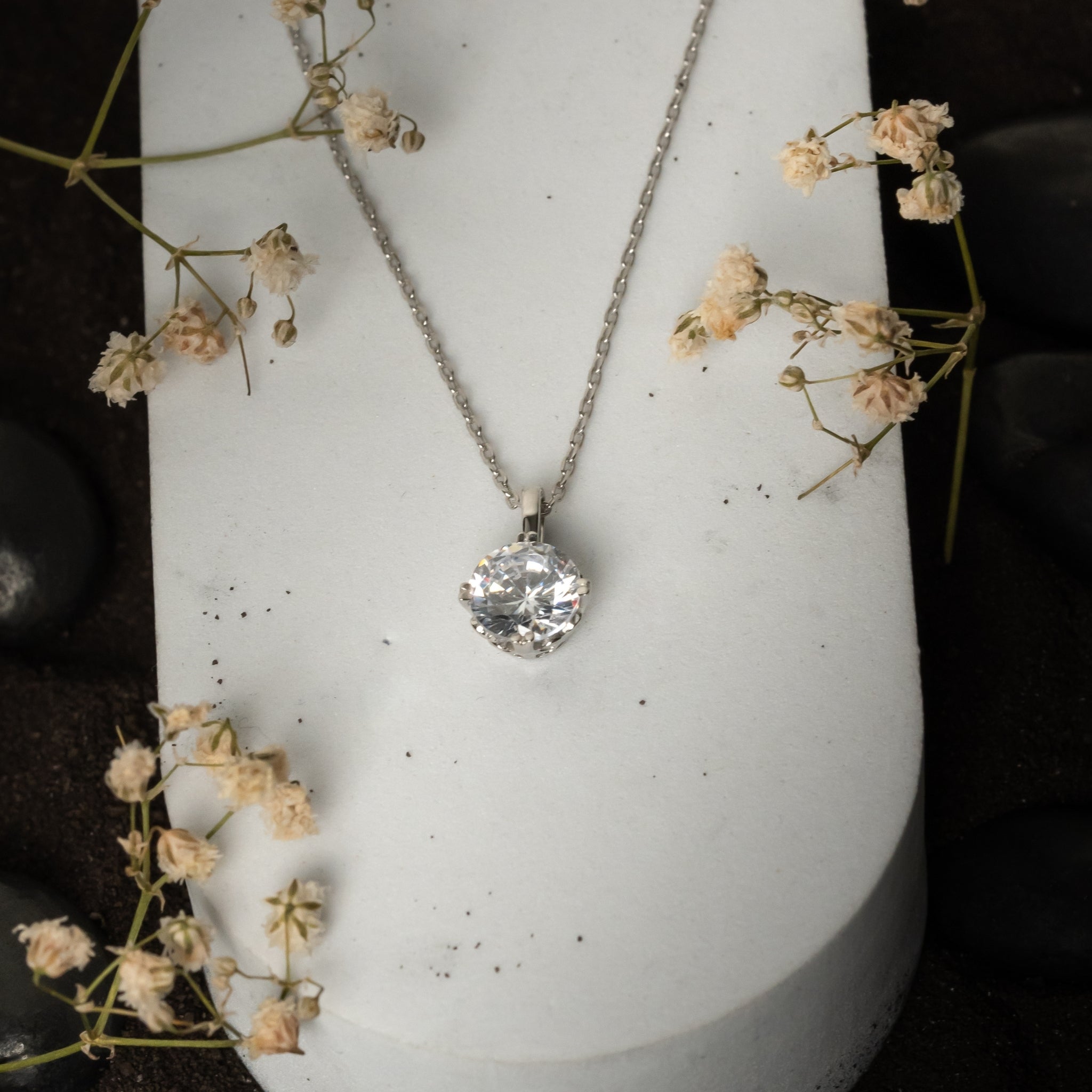 925 Sterling Silver Round Solitaire Pendant AUS-677