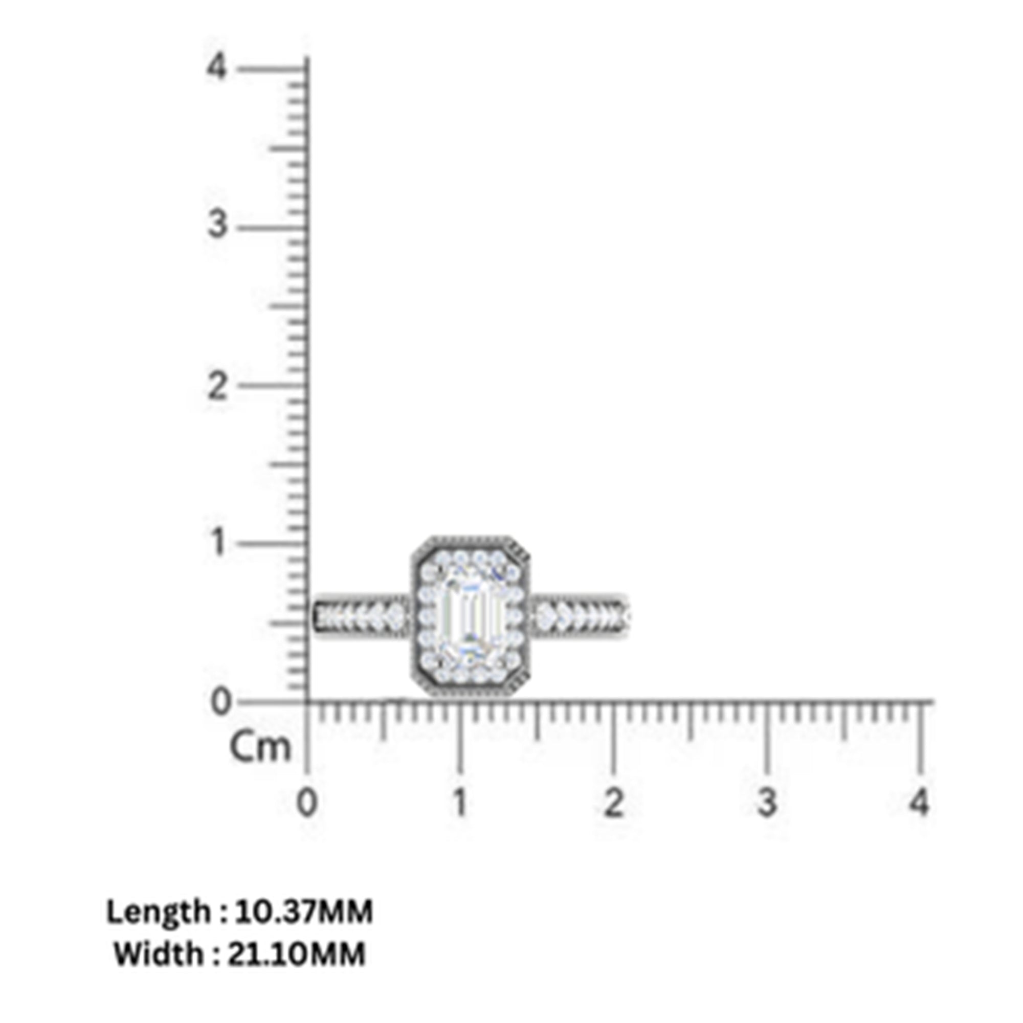 Milgrain Emerald Cut Halo Ring