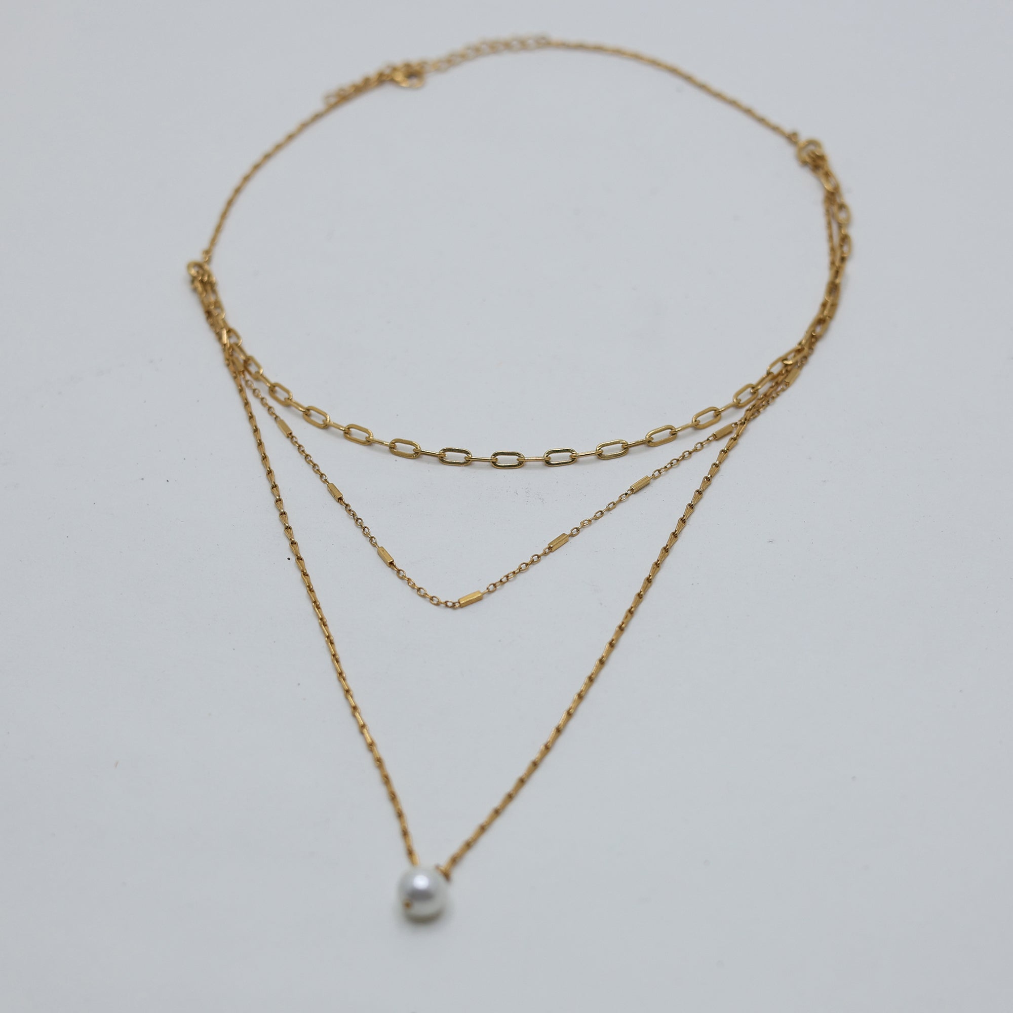 Three Layered Gold Chain Necklace