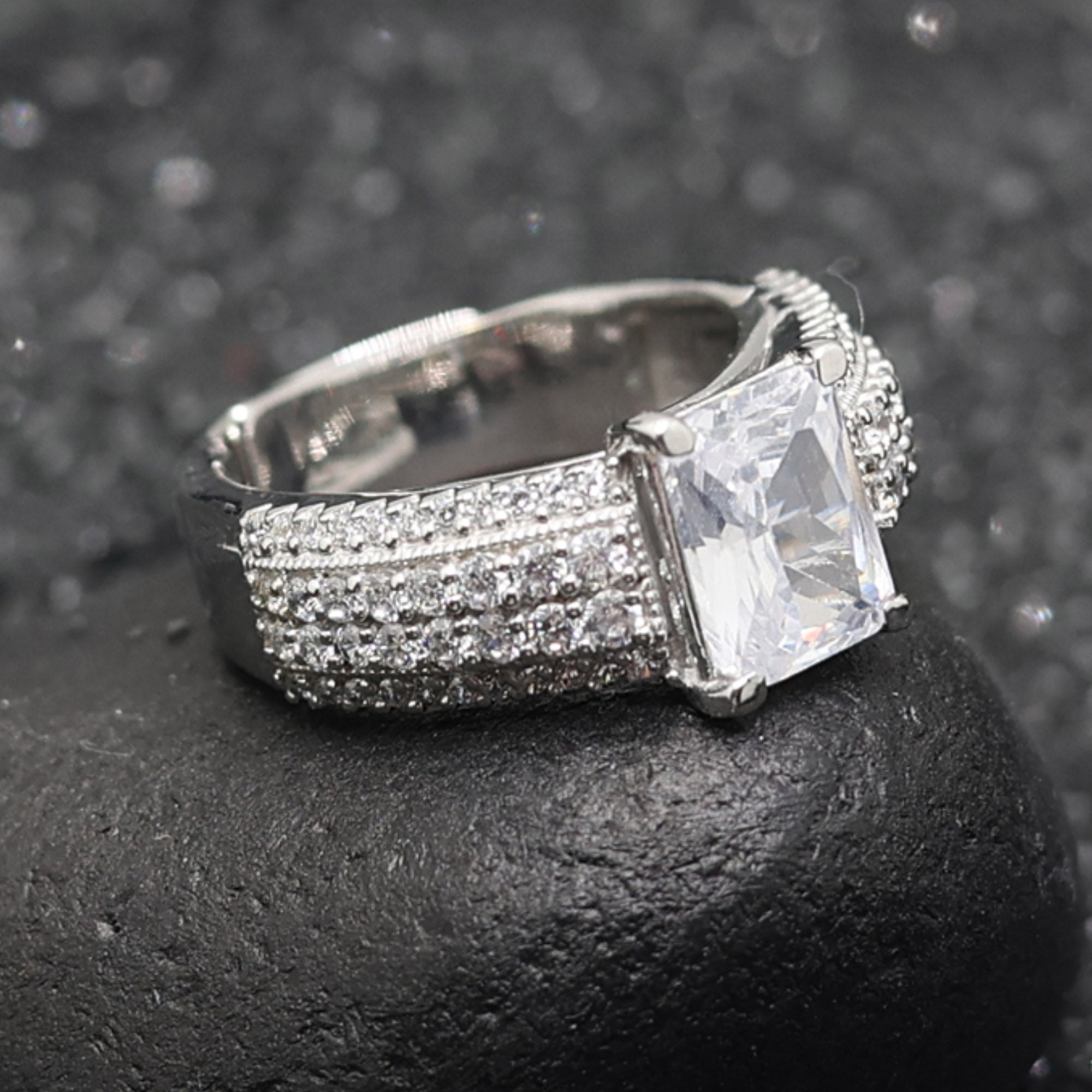 Emerald Cut American Diamond Ring