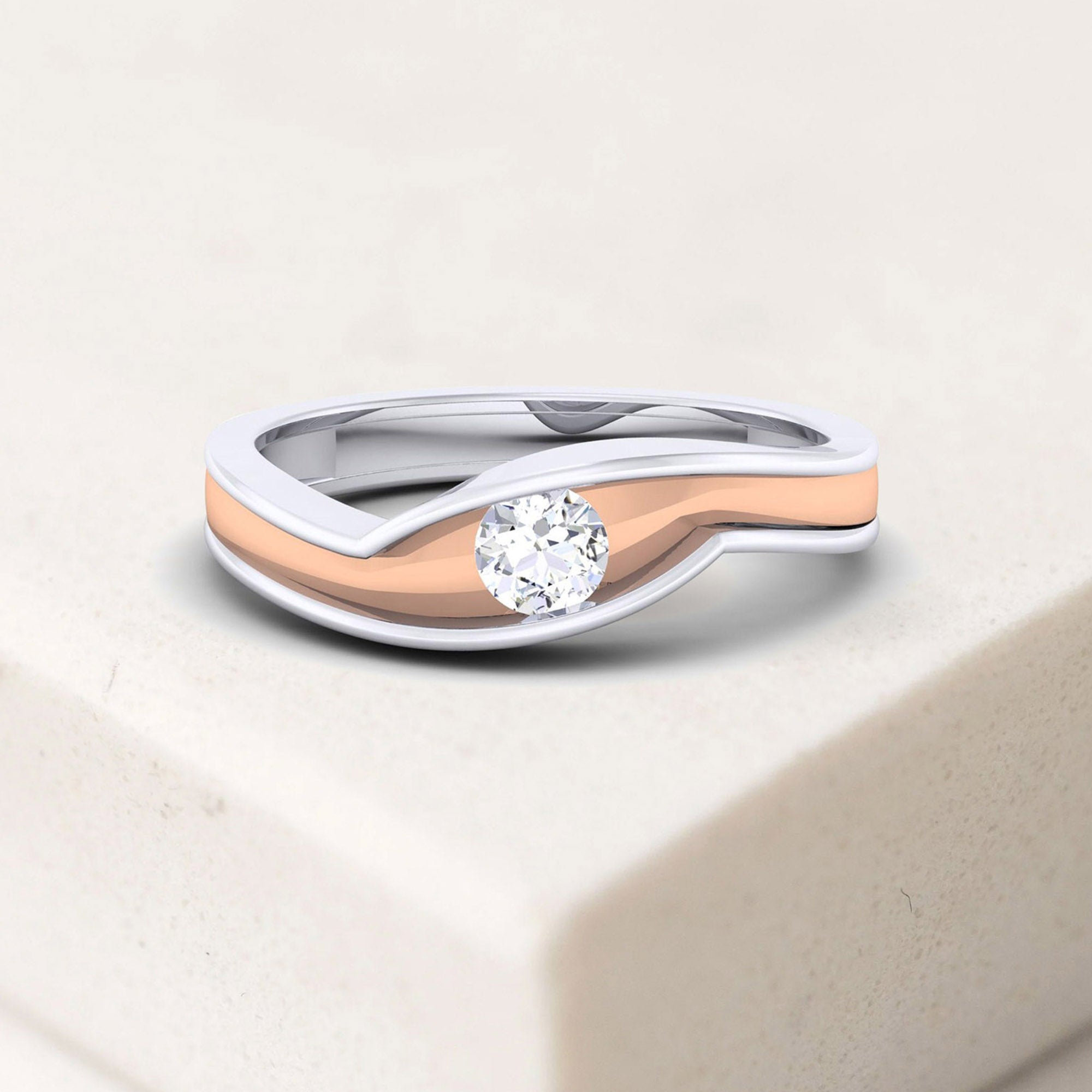 Dual Tone Modern Wave Ring