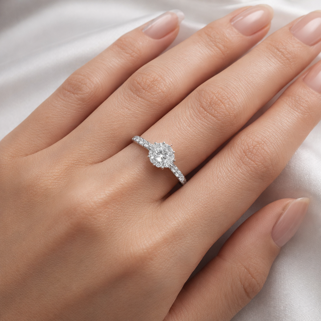 American Diamond Halo Promise Ring
