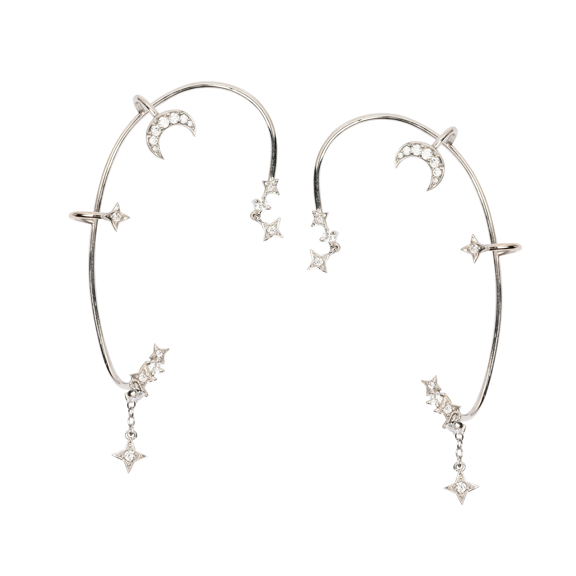 Silver Moon Star Ear Cuffs