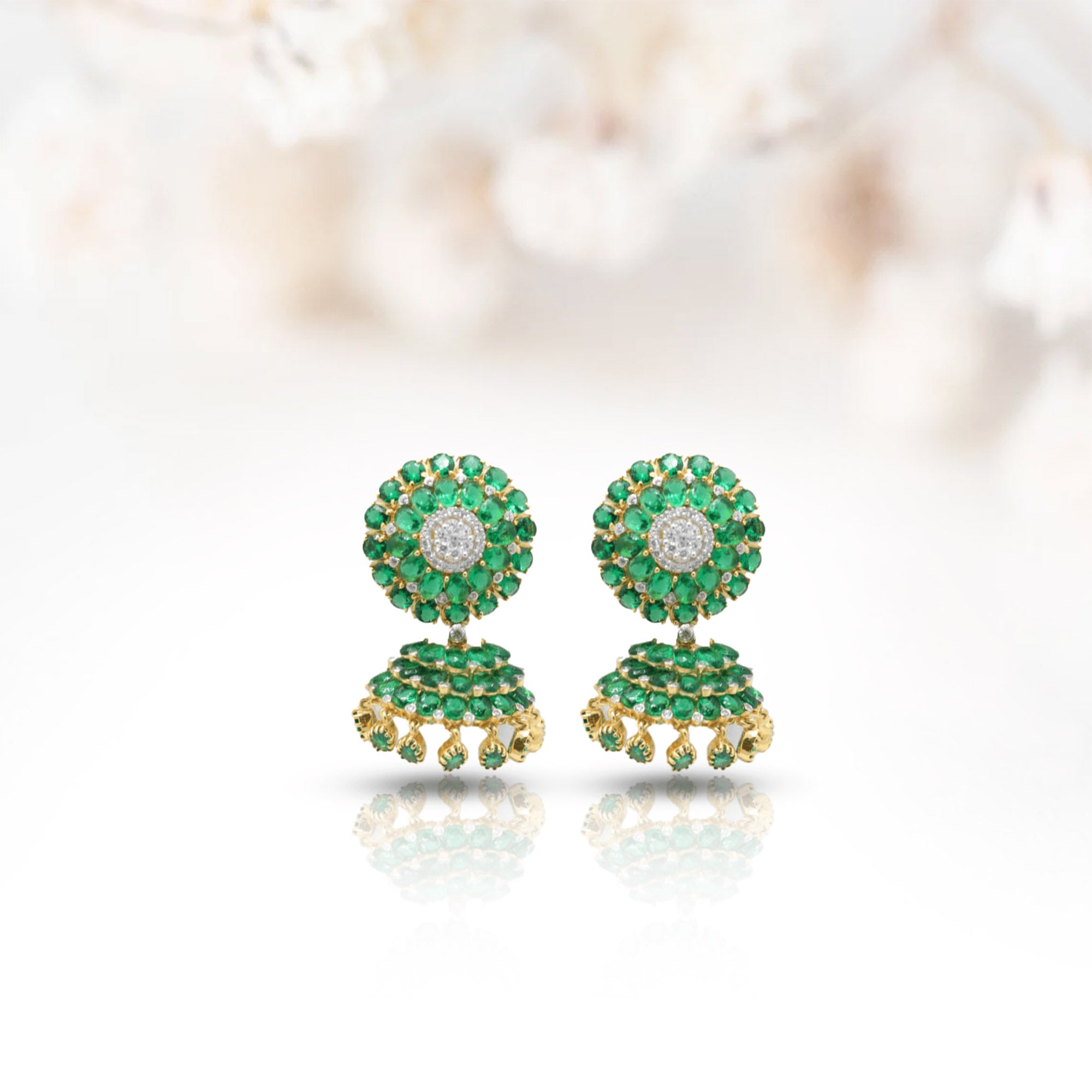 Queen Didda Emerald Jhumka Earrings