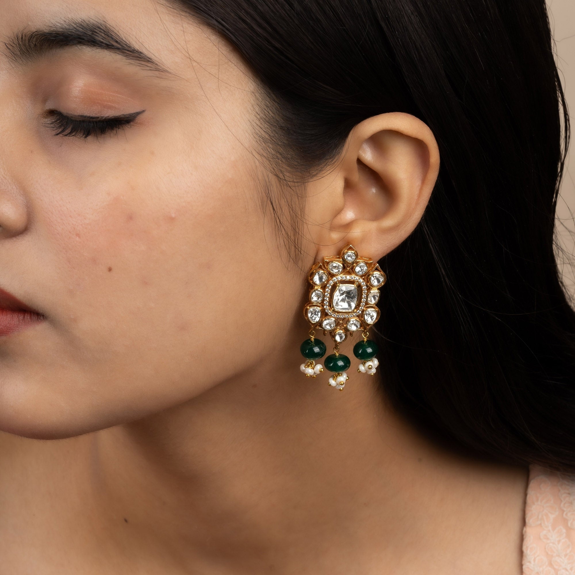 Polki Elegance Drop Earrings