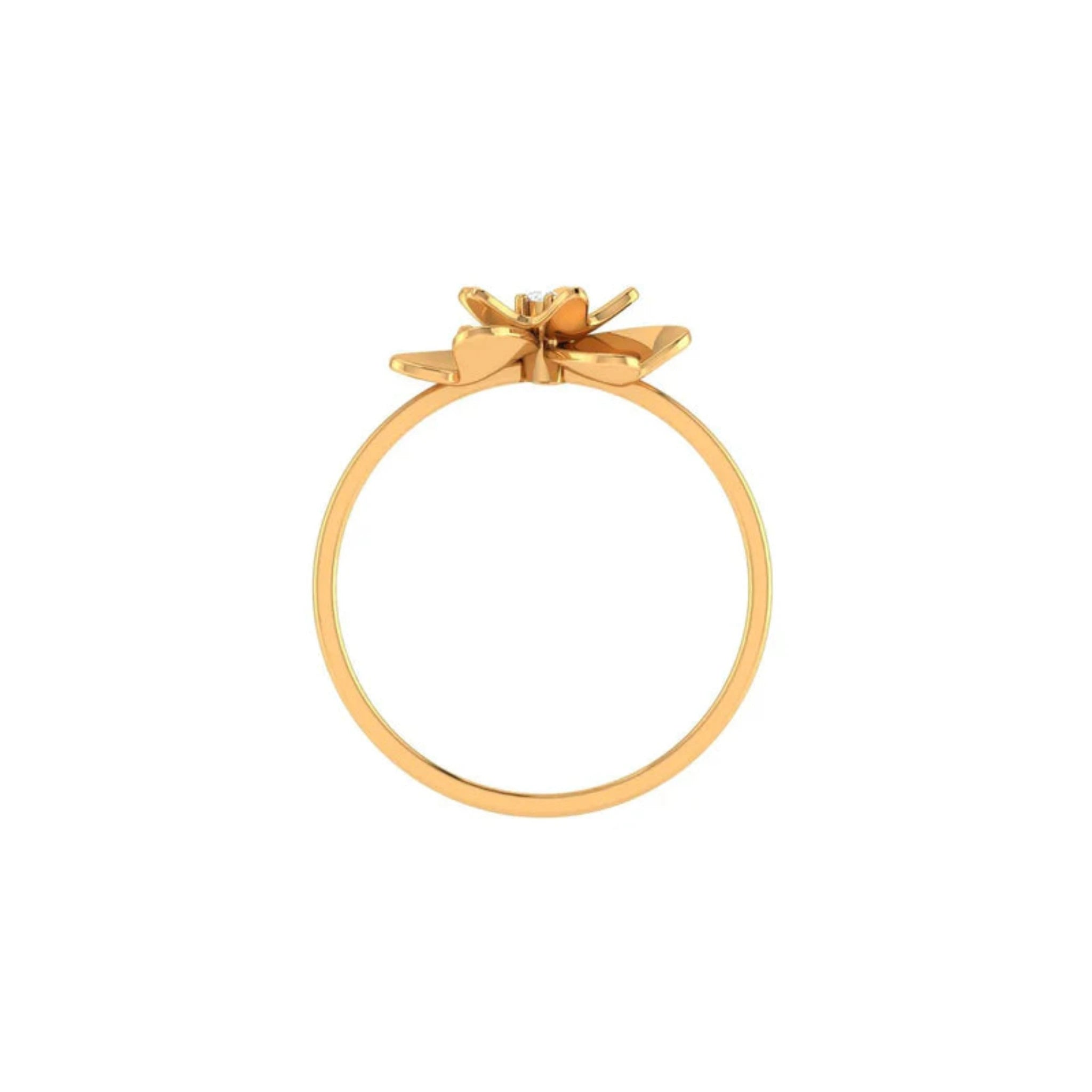 Yellow Gold Adjustable Silver Artistic Floral Motif Shimmering Petals Ring For Woman
