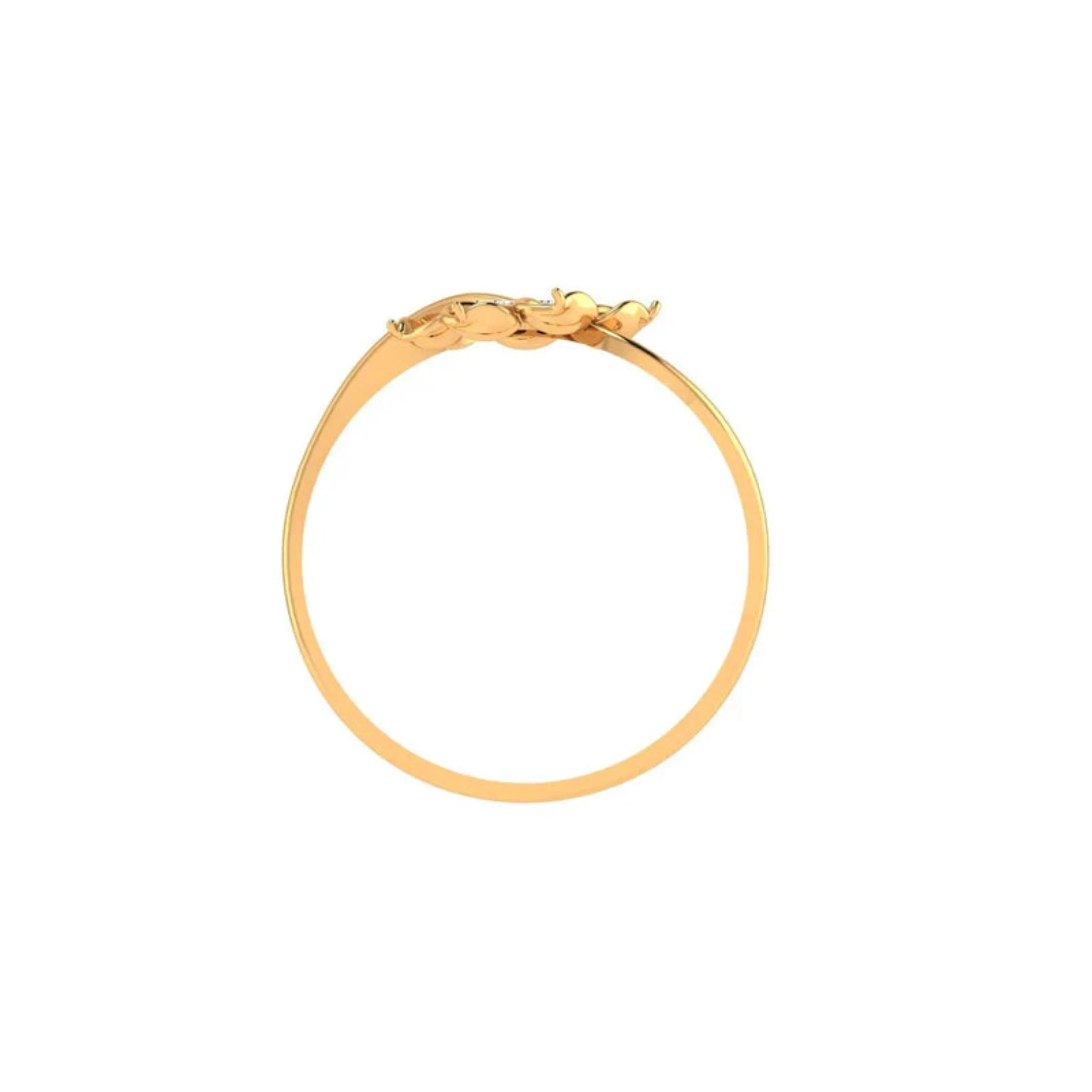 Yellow Gold Adjustable Silver Intertwined Floral Twisted Round Cut Ring For Woman