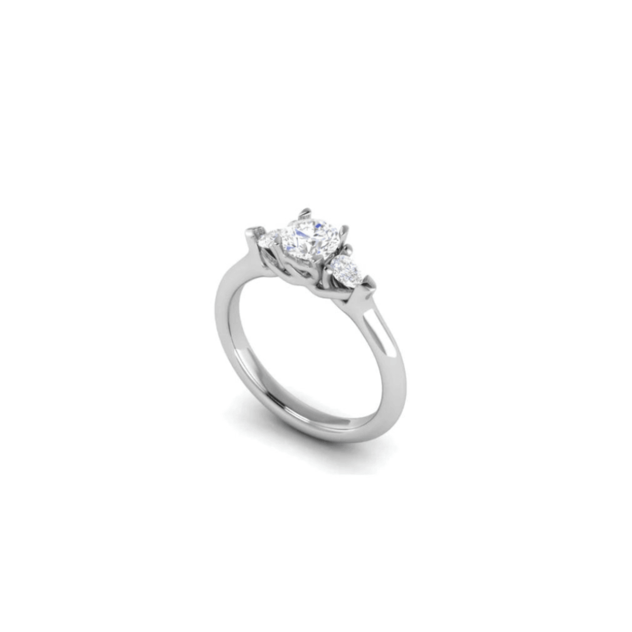 Triple Diamond White Gold Adjustable Silver Brilliant Ring For Women