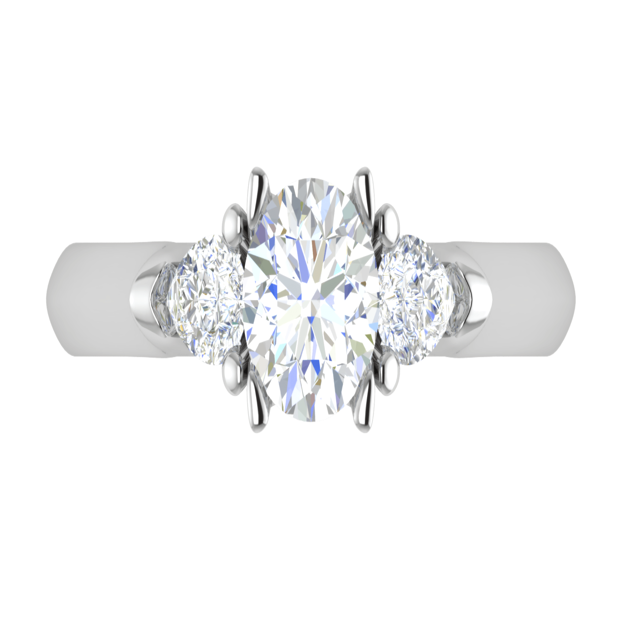 Triple Diamond White Gold Adjustable Silver Brilliant Ring For Women