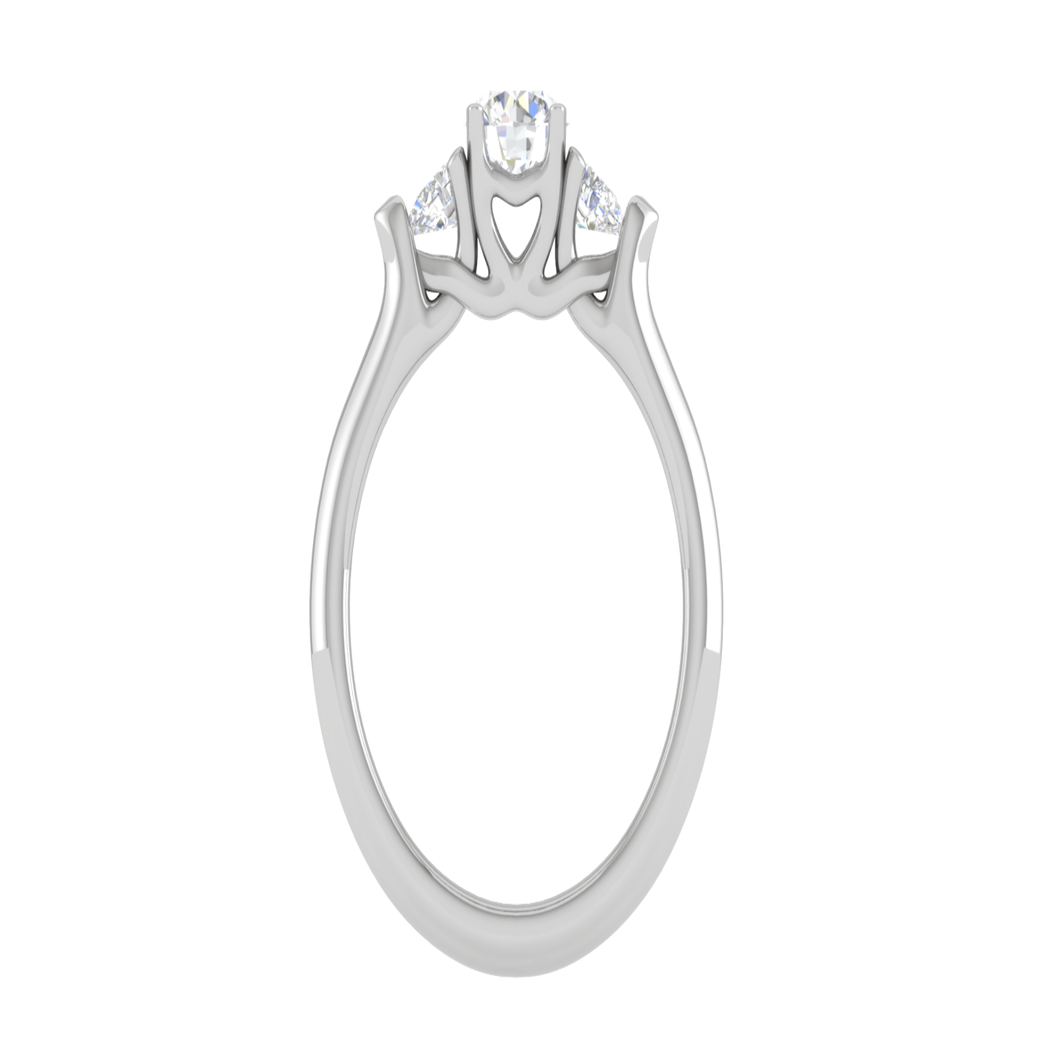 Triple Diamond White Gold Adjustable Silver Brilliant Ring For Women