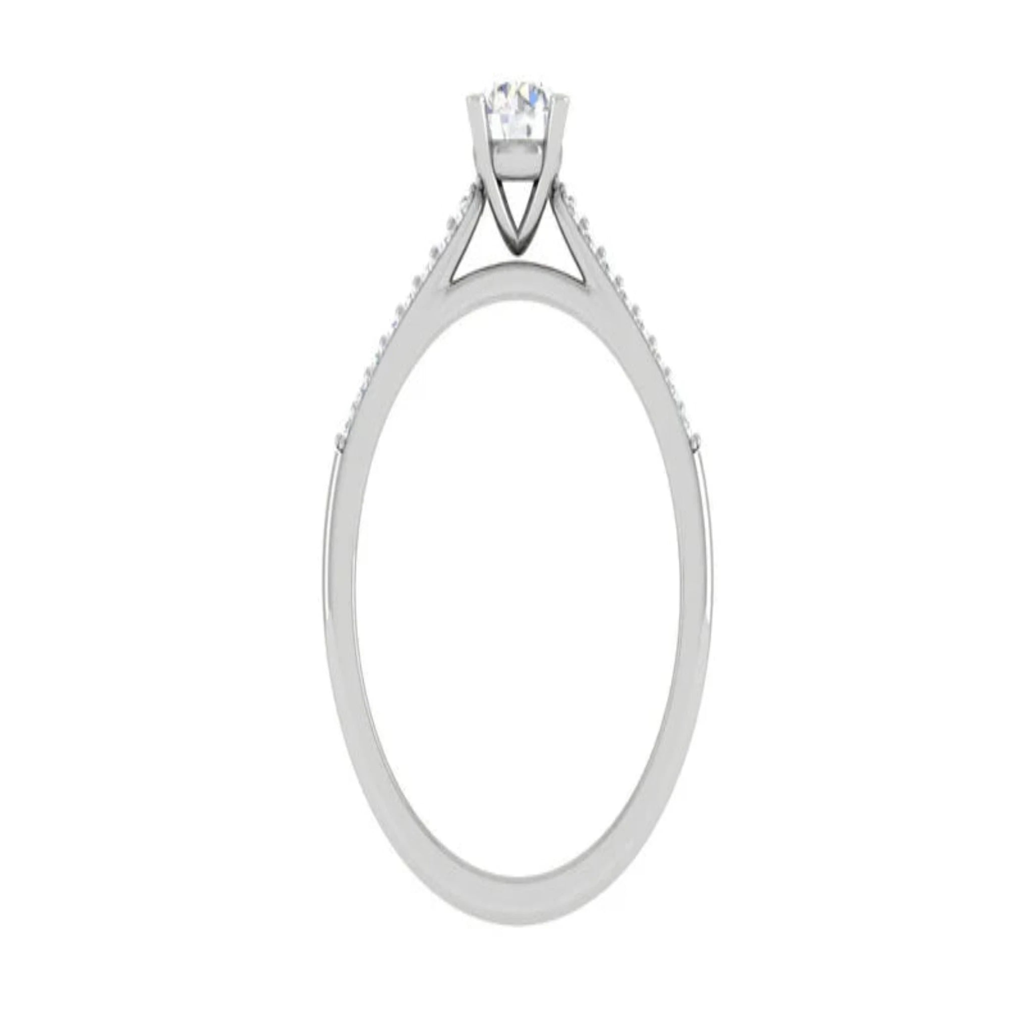 White Gold Adjustable Silver Thin Pave Solitaire Diamond Ring For Woman