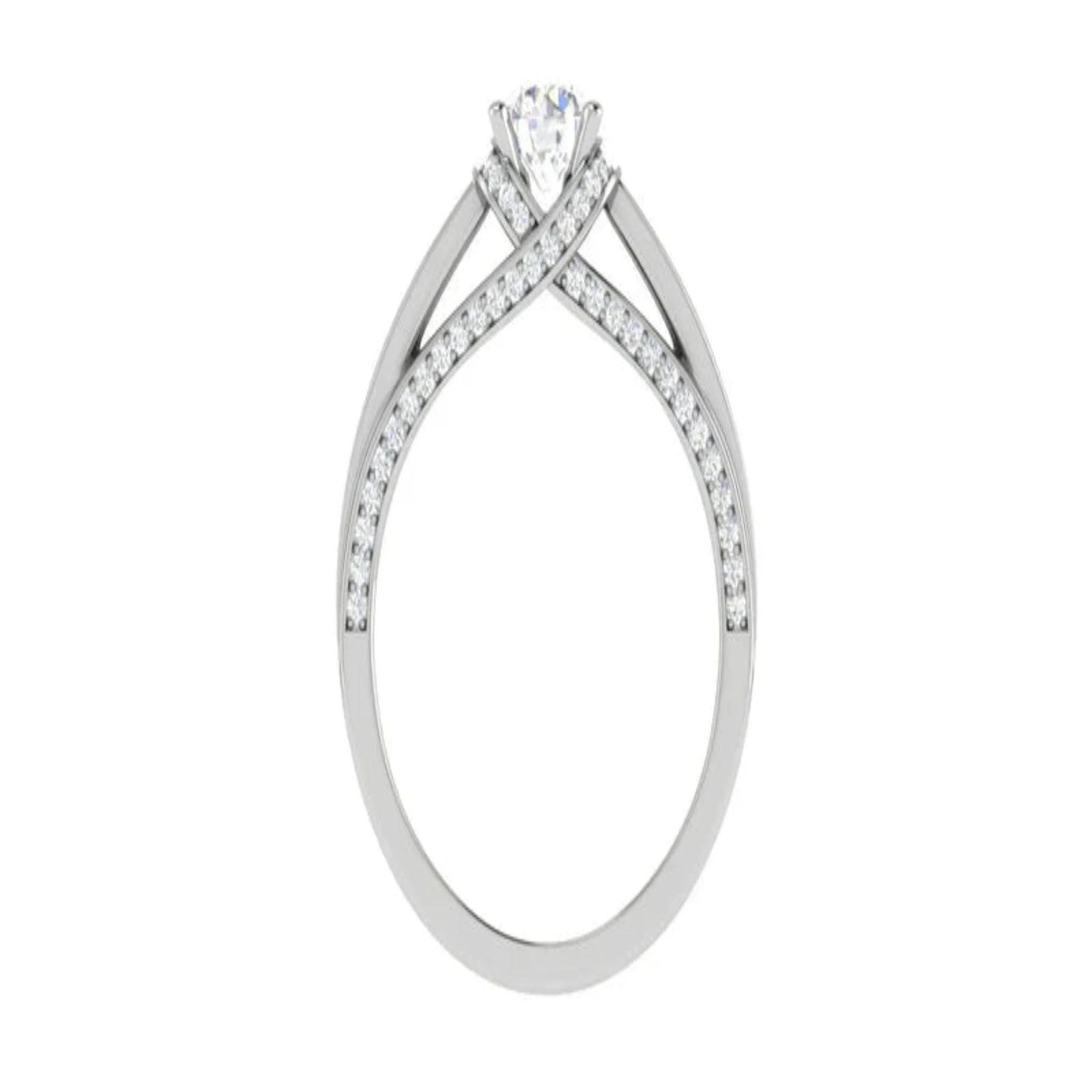White Gold Adjustable Silver Crisscross Pave Band Diamond Ring For Woman