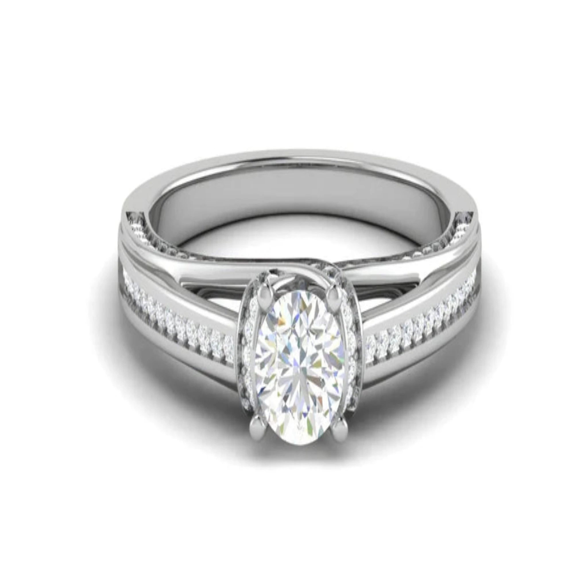 White Gold Adjustable Silver Crisscross Pave Band Diamond Ring For Woman