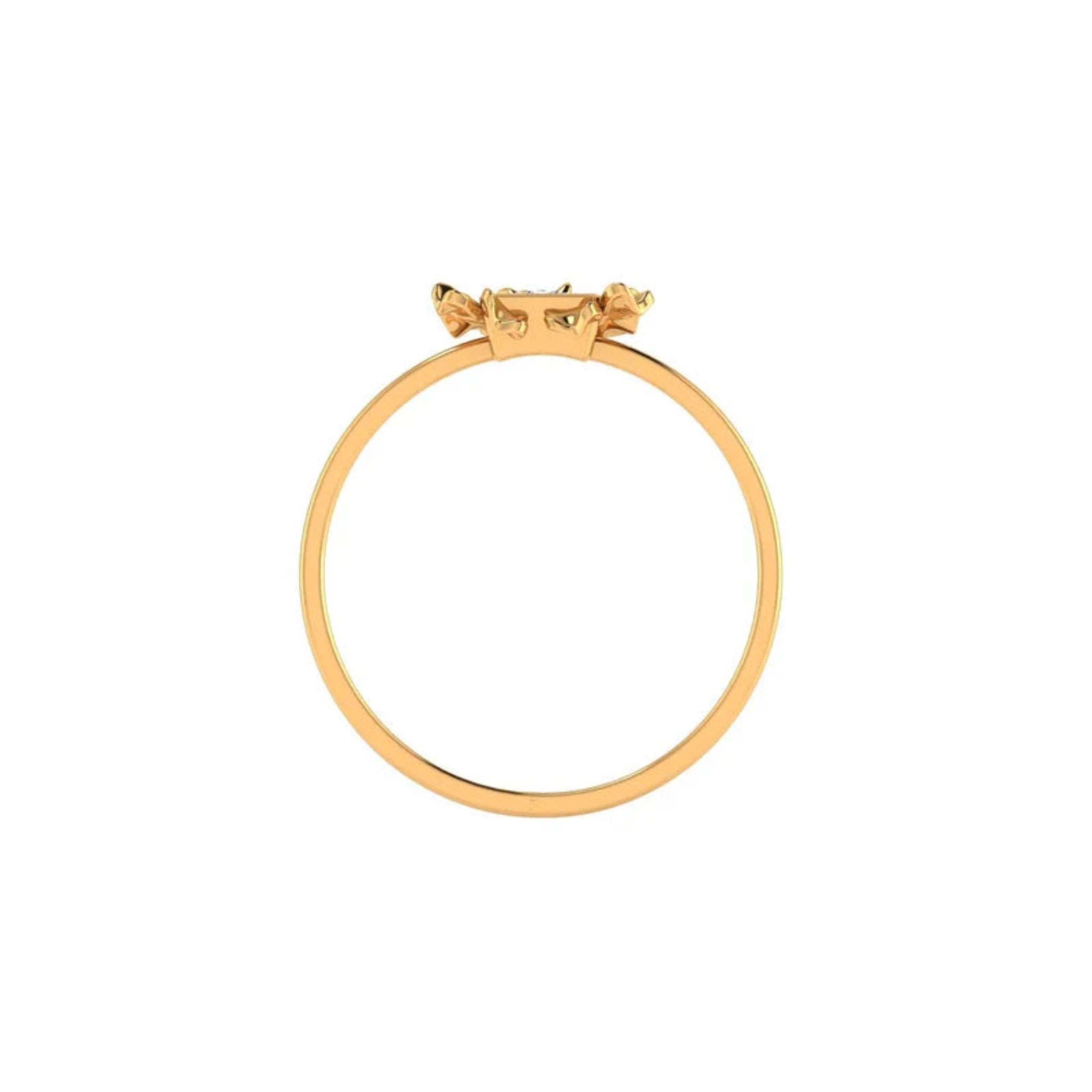 Yellow Gold Adjustable Silver Sparkling Triple Flower Petal Triangular Ring For Woman