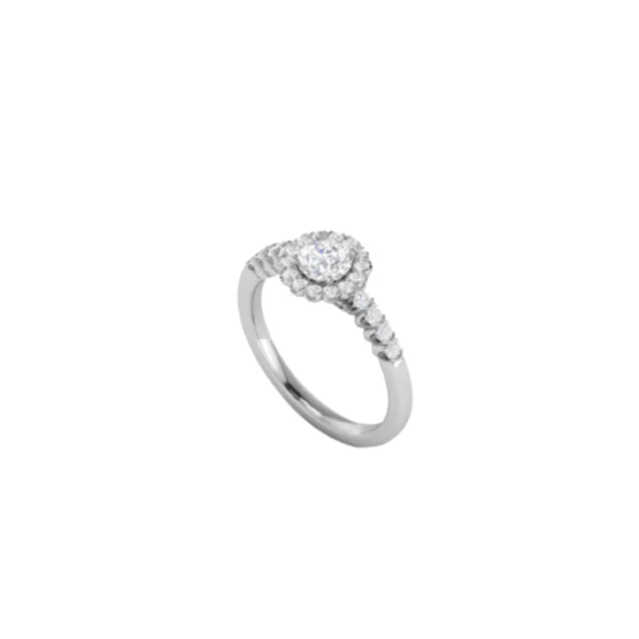 White Gold Adjustable Silver Radiant White Round-Cut Center Halo Blossom Ring For Woman