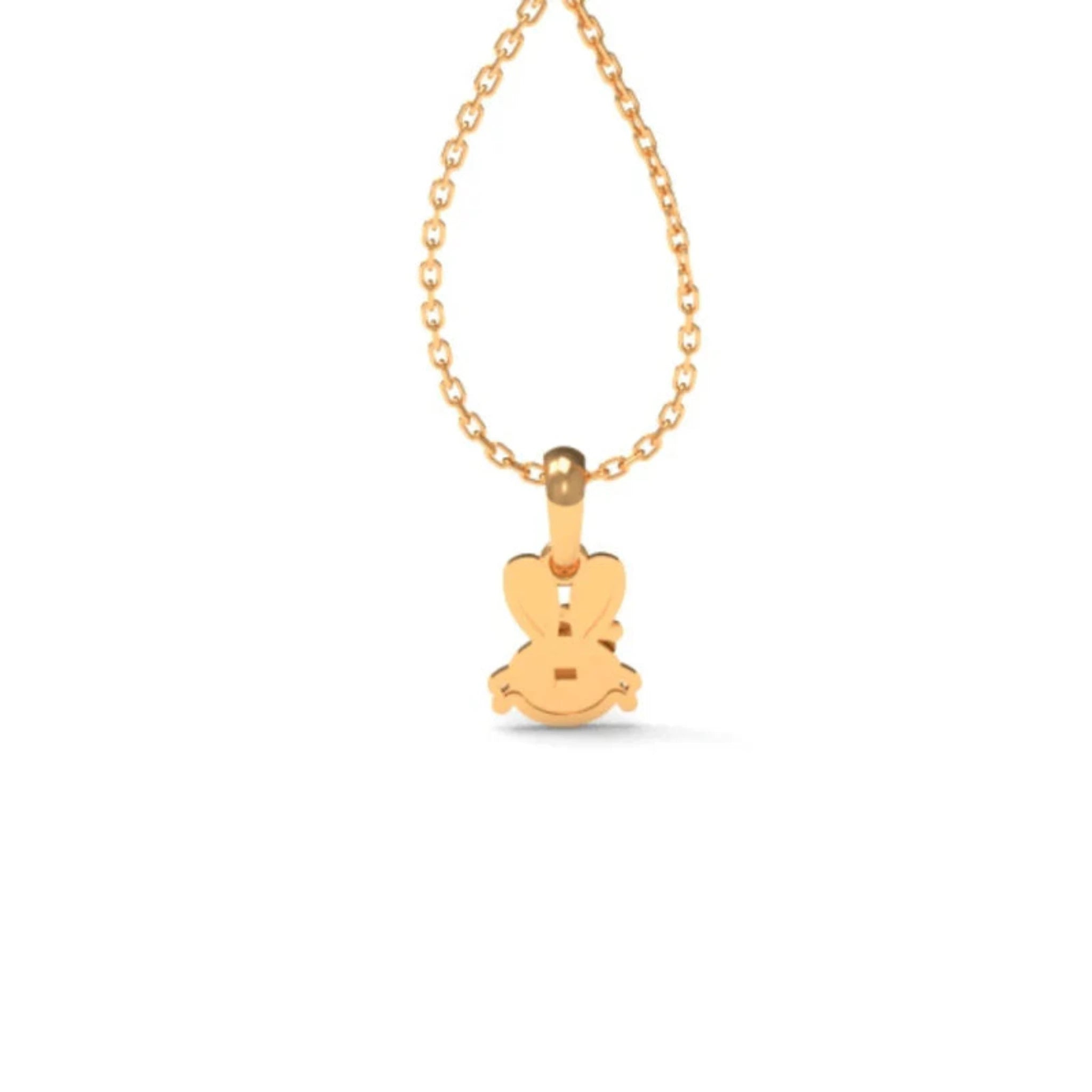 Pink & Grey Enamel Silver Yellow Gold Playful Bunny Bliss Pendant For Kids