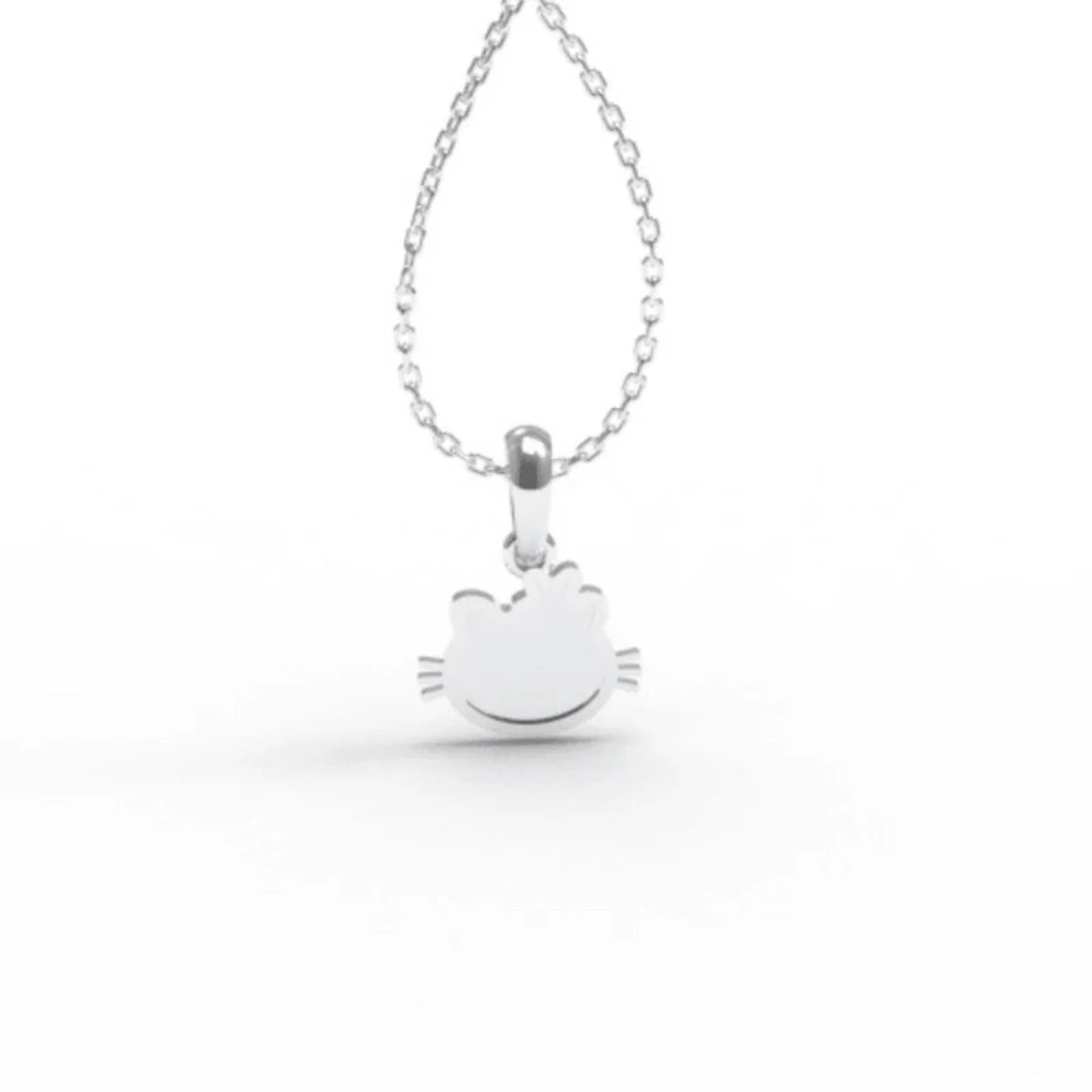 Red Flower Enamel Silver White Gold Mini Cat Face Charm Pendant For Kids