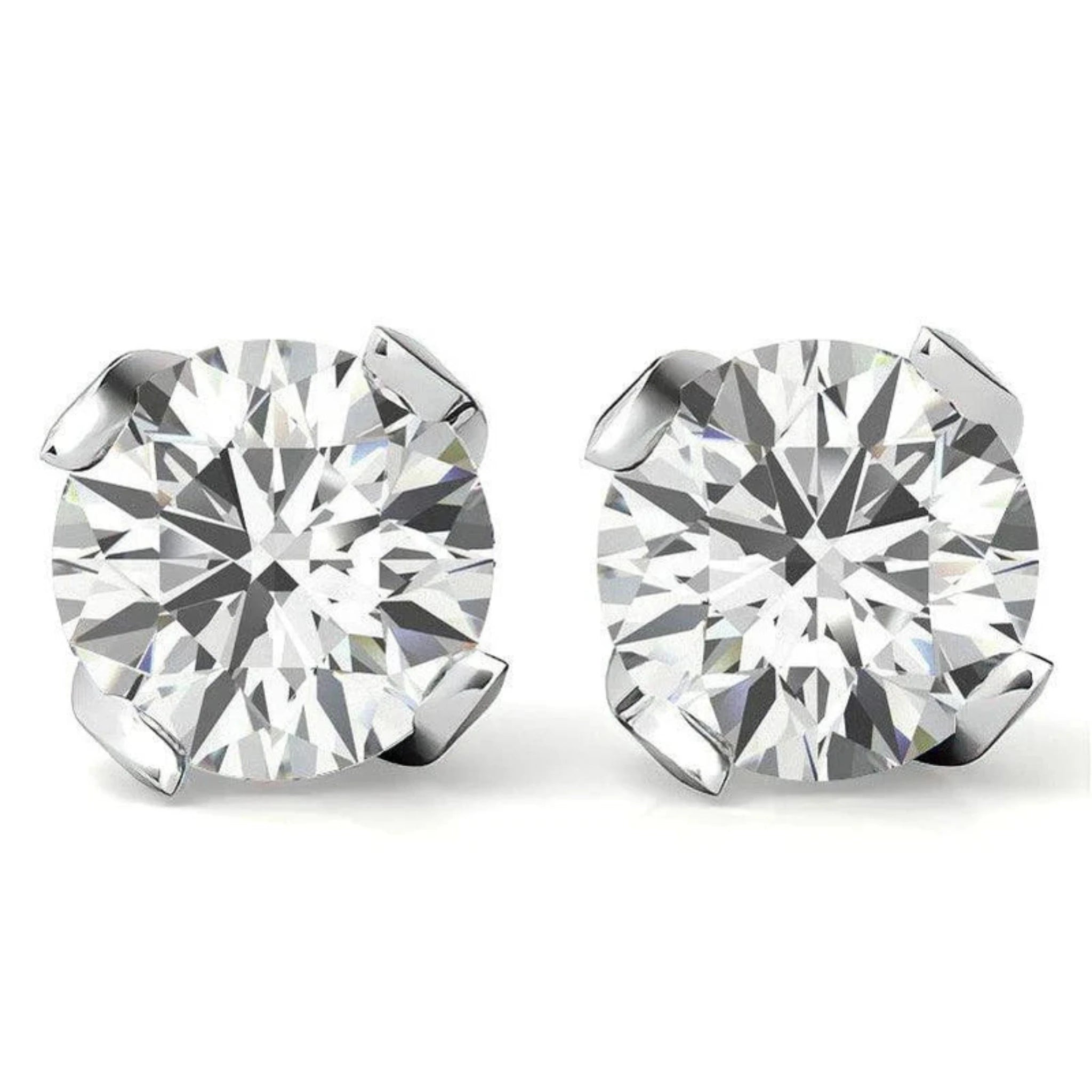 Luxurious Round-Cut Solitaire Studs White Gold Silver Brilliance Earring For Woman